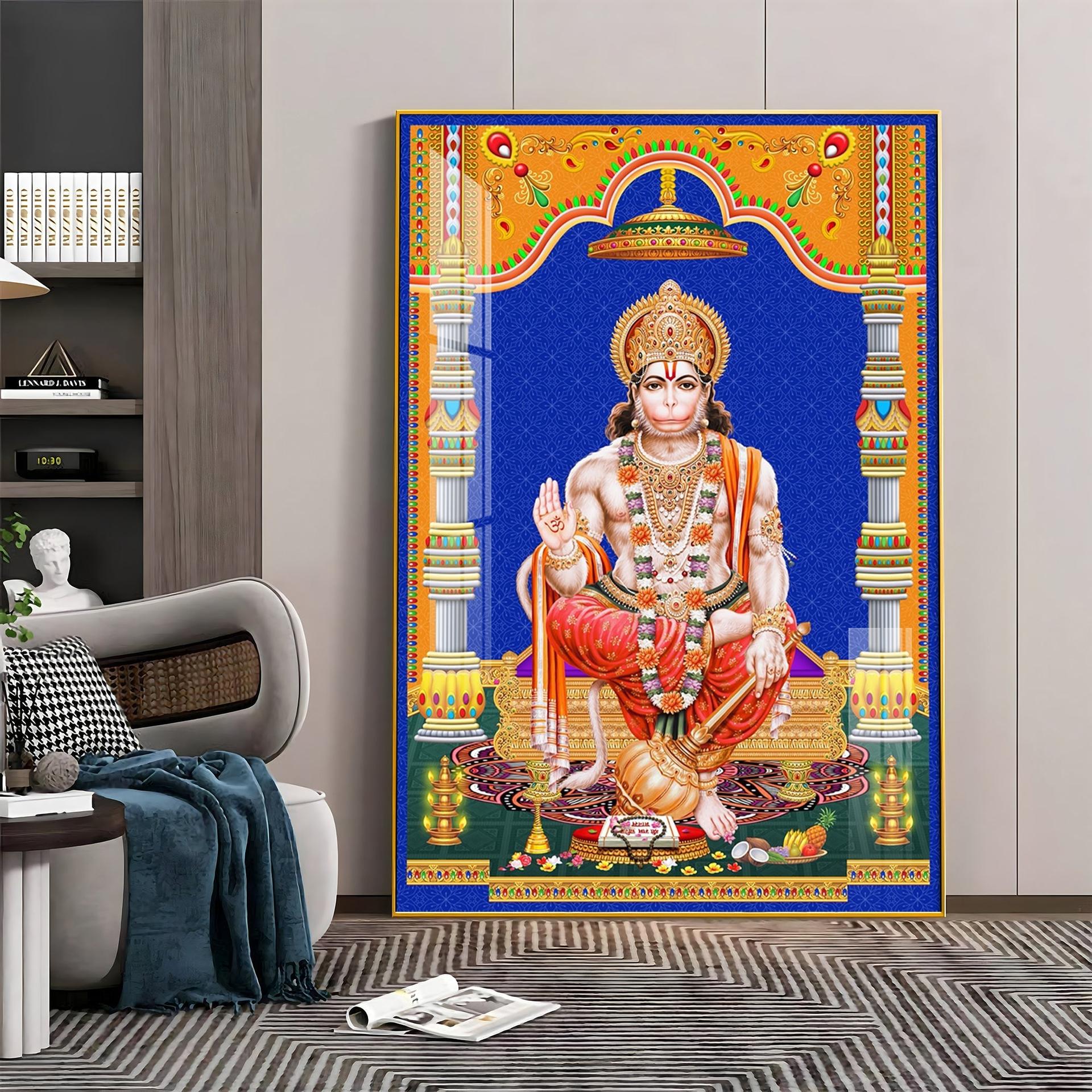 Divine Lord Hanuman Premium Acrylic Vertical Wall Art - Image 9