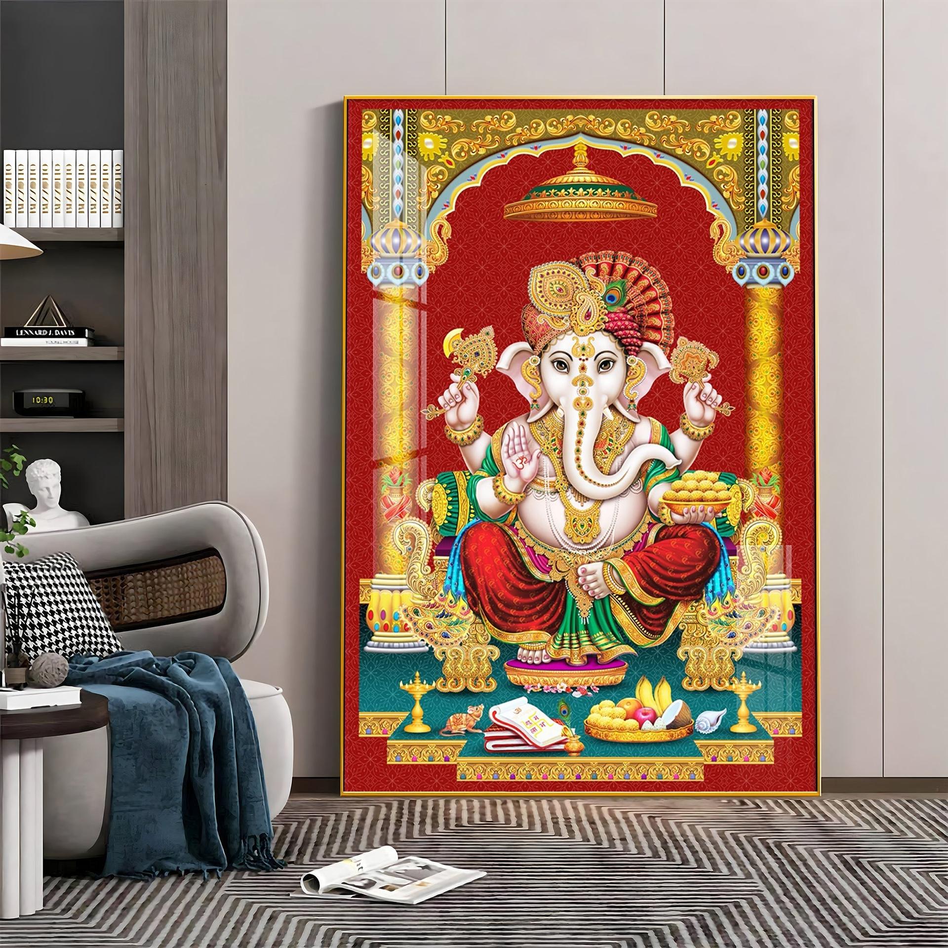 Majestic Lord Ganesha Premium Acrylic Vertical Wall Art - Image 16