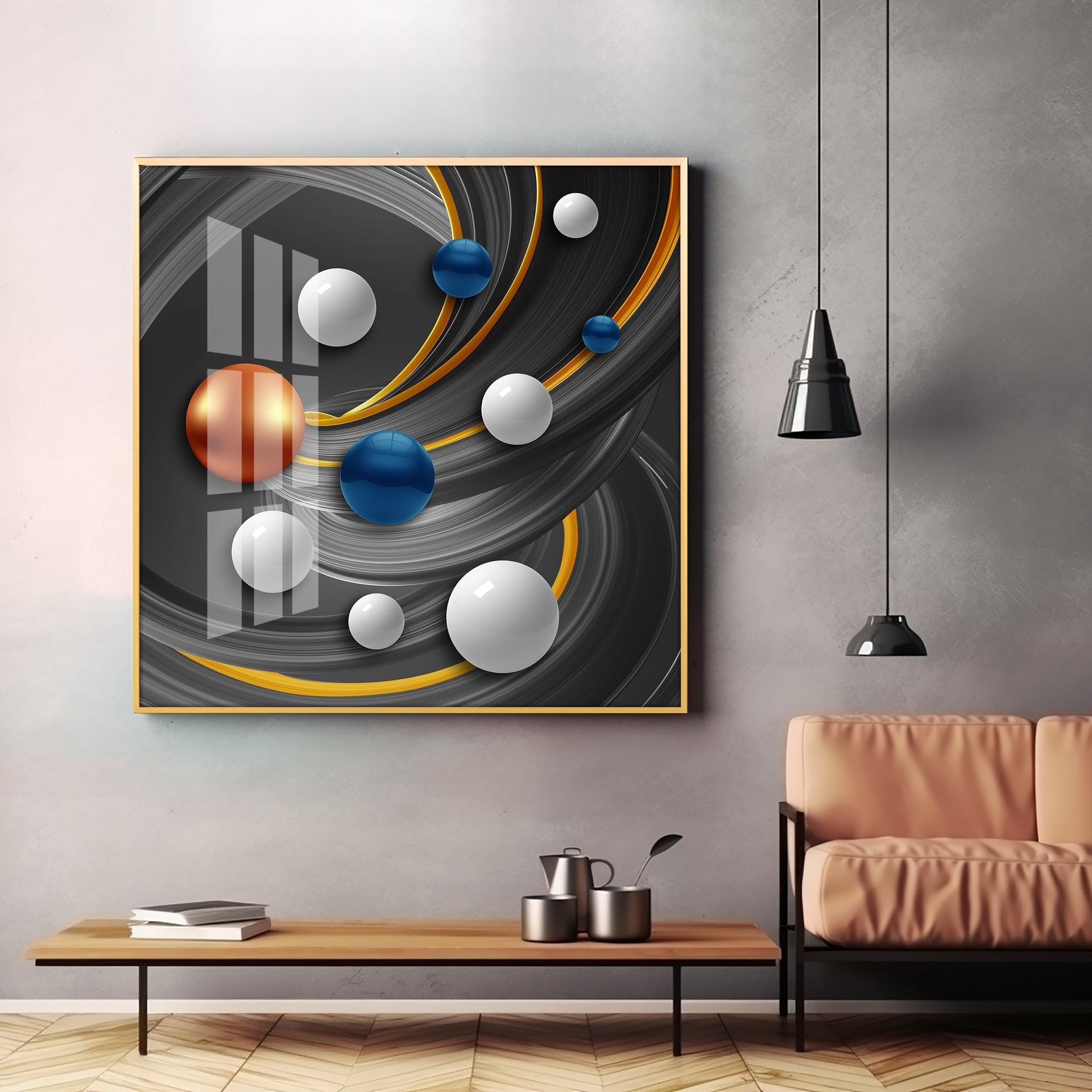 Colorful Circles Premium Acrylic Square Wall Art - Image 3