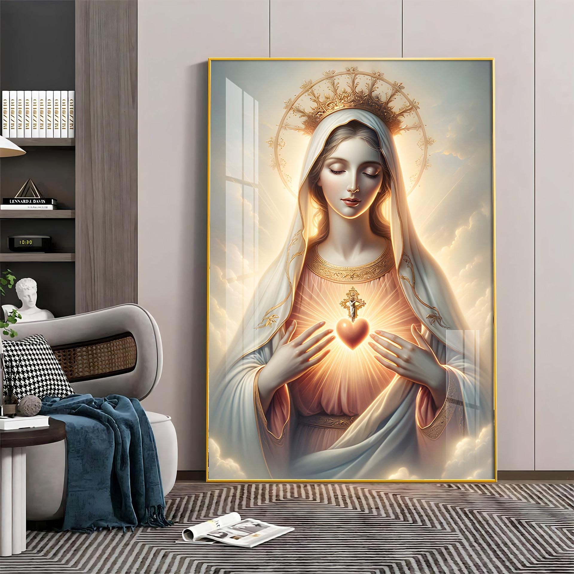 Divine Embrace Of Mary Premium Acrylic Vertical Wall Art