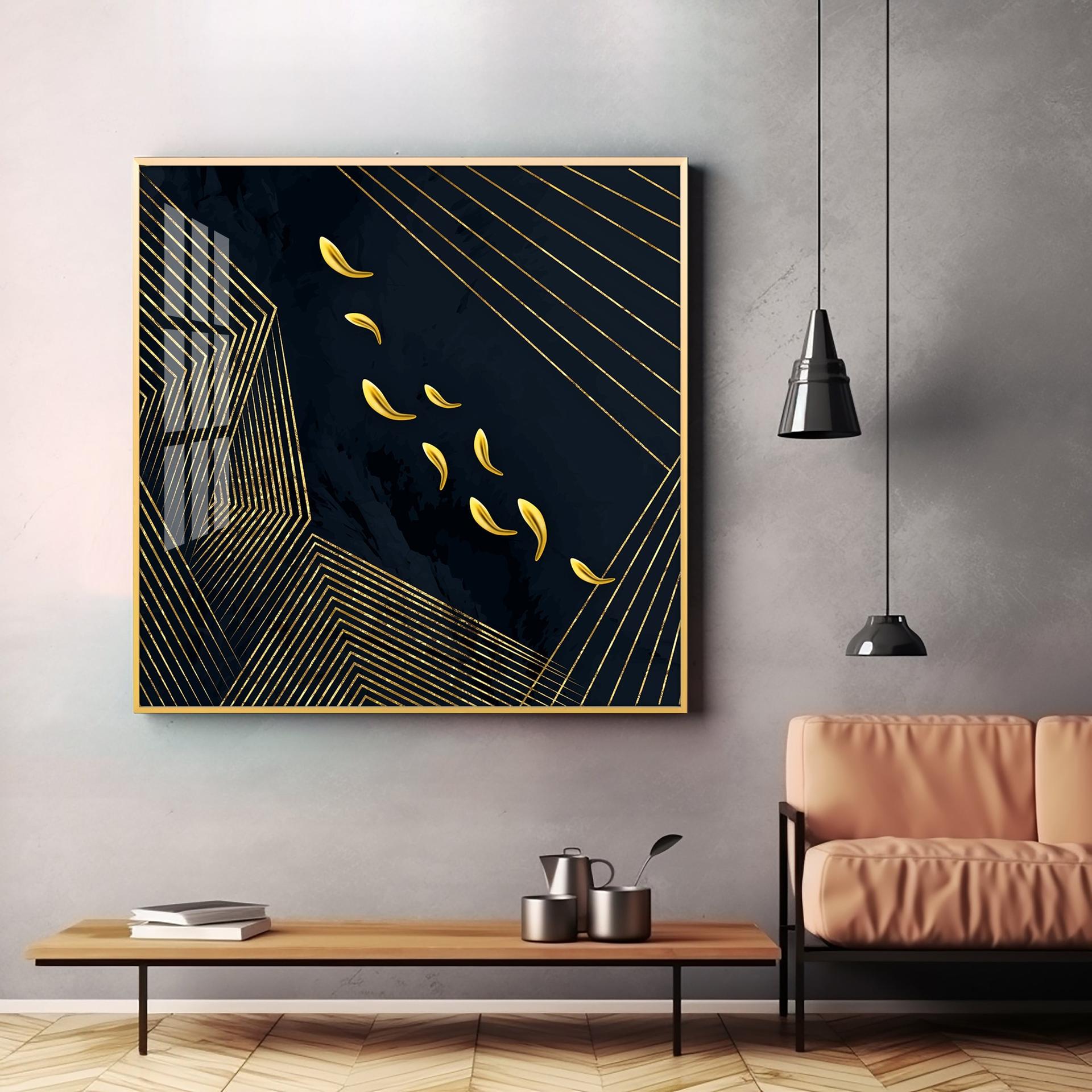 Gold Foil Goldfish Premium Acrylic Square Wall Art - Image 3