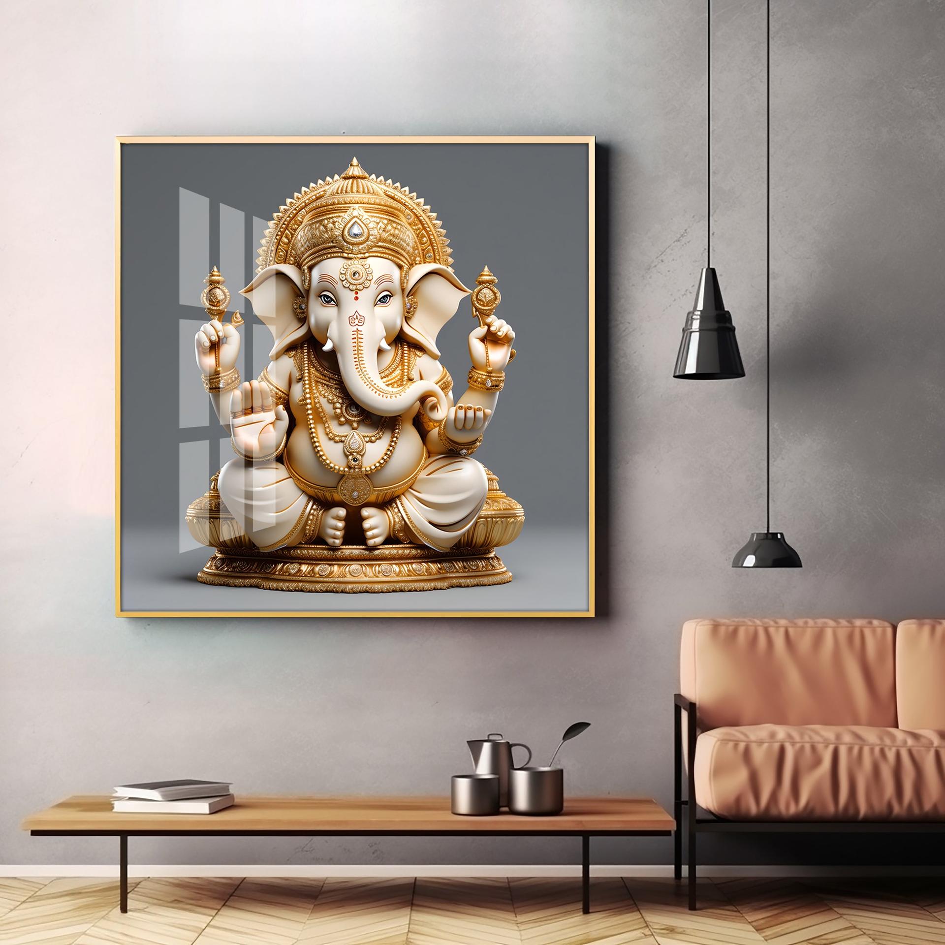 Cute Ganpati Premium Acrylic Square Wall Art - Image 9