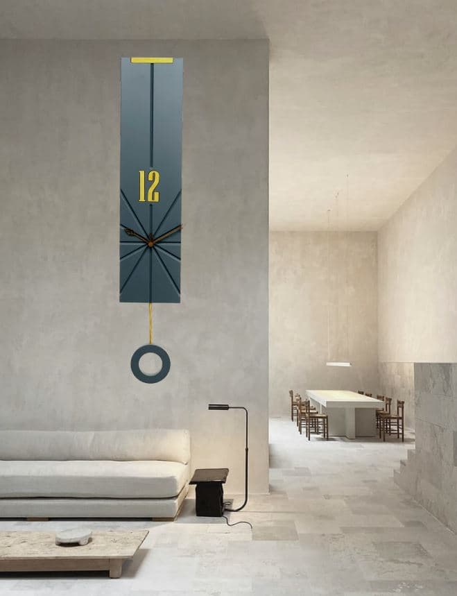 Trency Decorative Iron Blue And Golden Analog Wall Hanging Clock