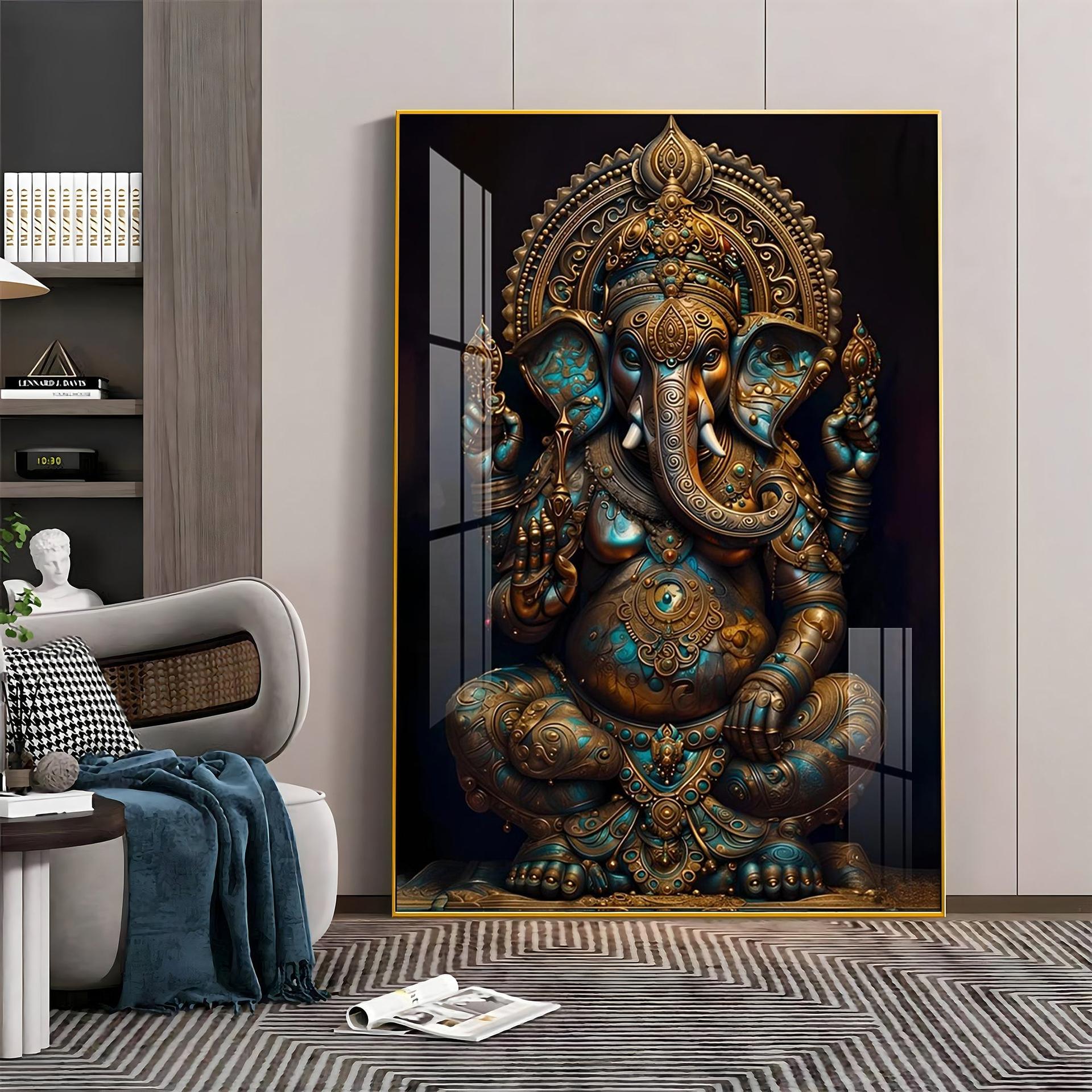 Lord Ganesha Premium Acrylic Vertical Wall Art - Image 2