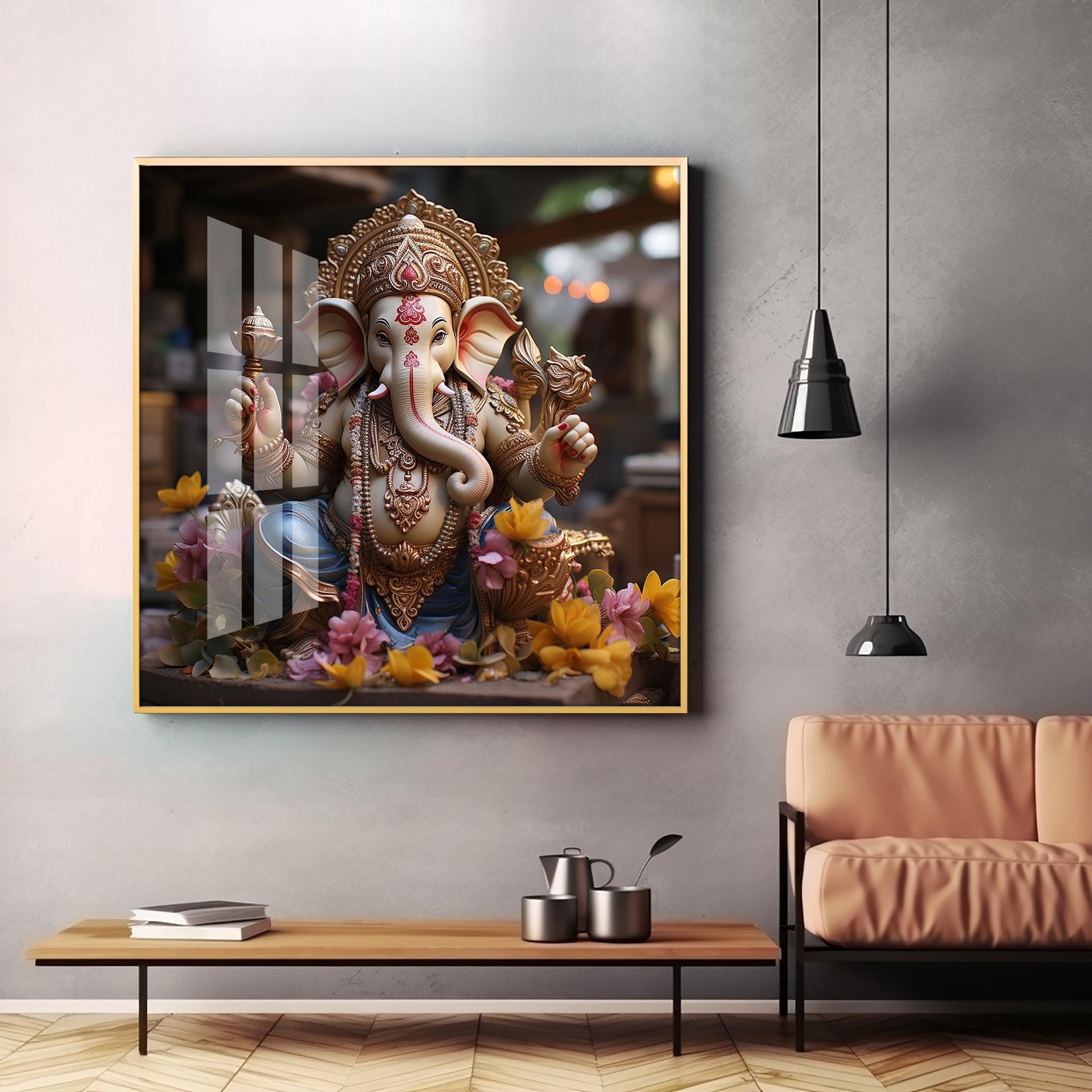 Karya Siddh Ganesh Premium Acrylic Square Wall Art - Image 12