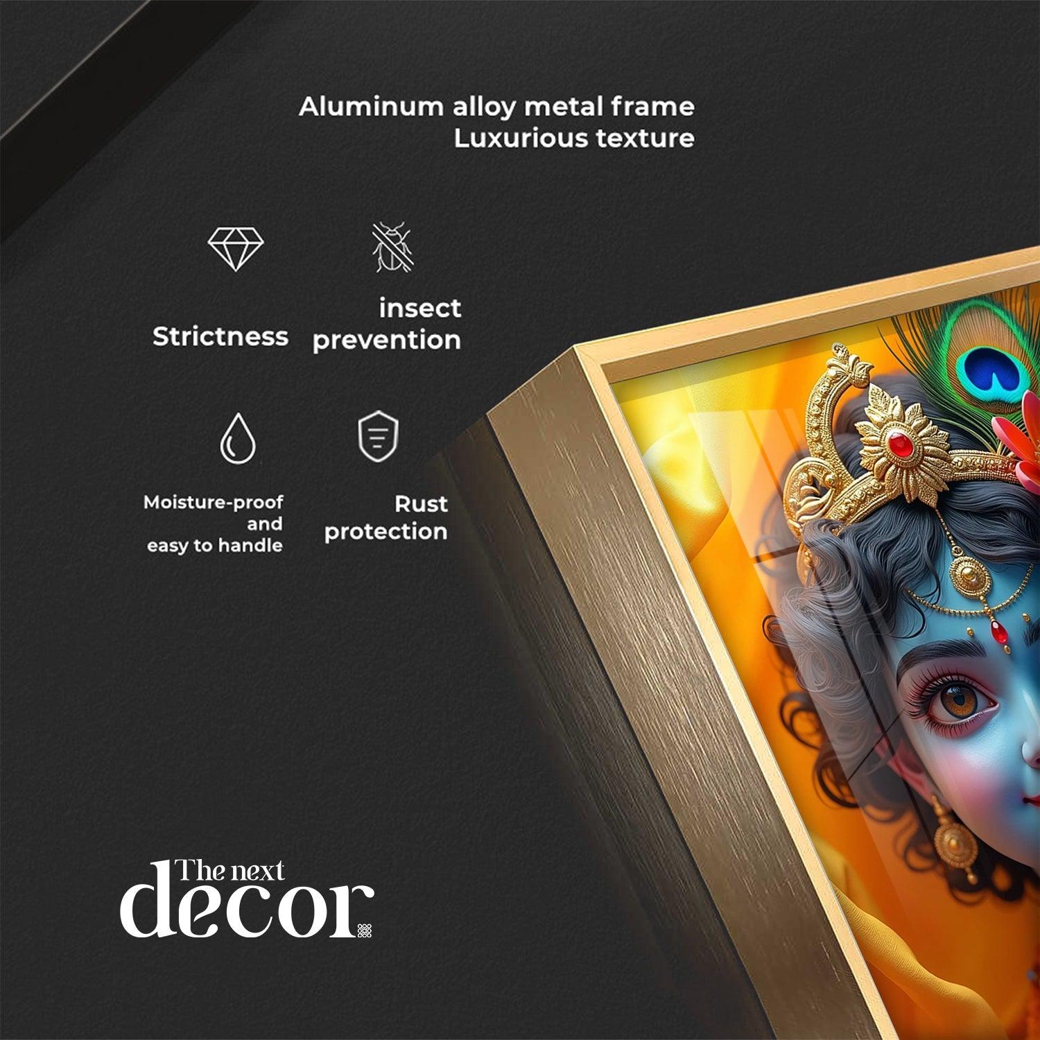 Krishna Smiling Reflection Premium Acrylic Wall Art - Image 7