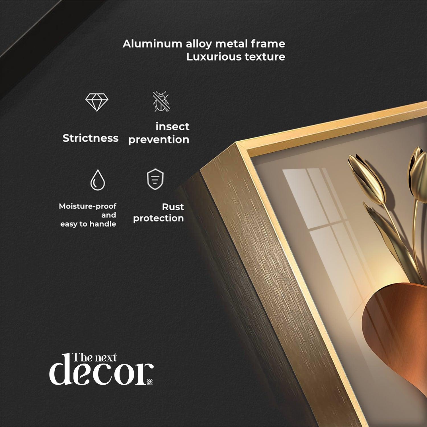 Golden Rose Aura Luxury Crystal Vertical Wall Art - Image 8