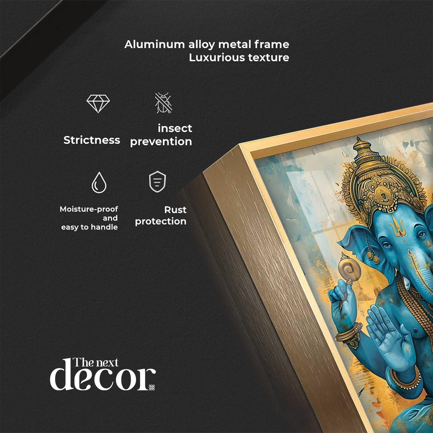 Majestic Blue Ganesha Premium Vertical Acrylic Wall Art - Image 12