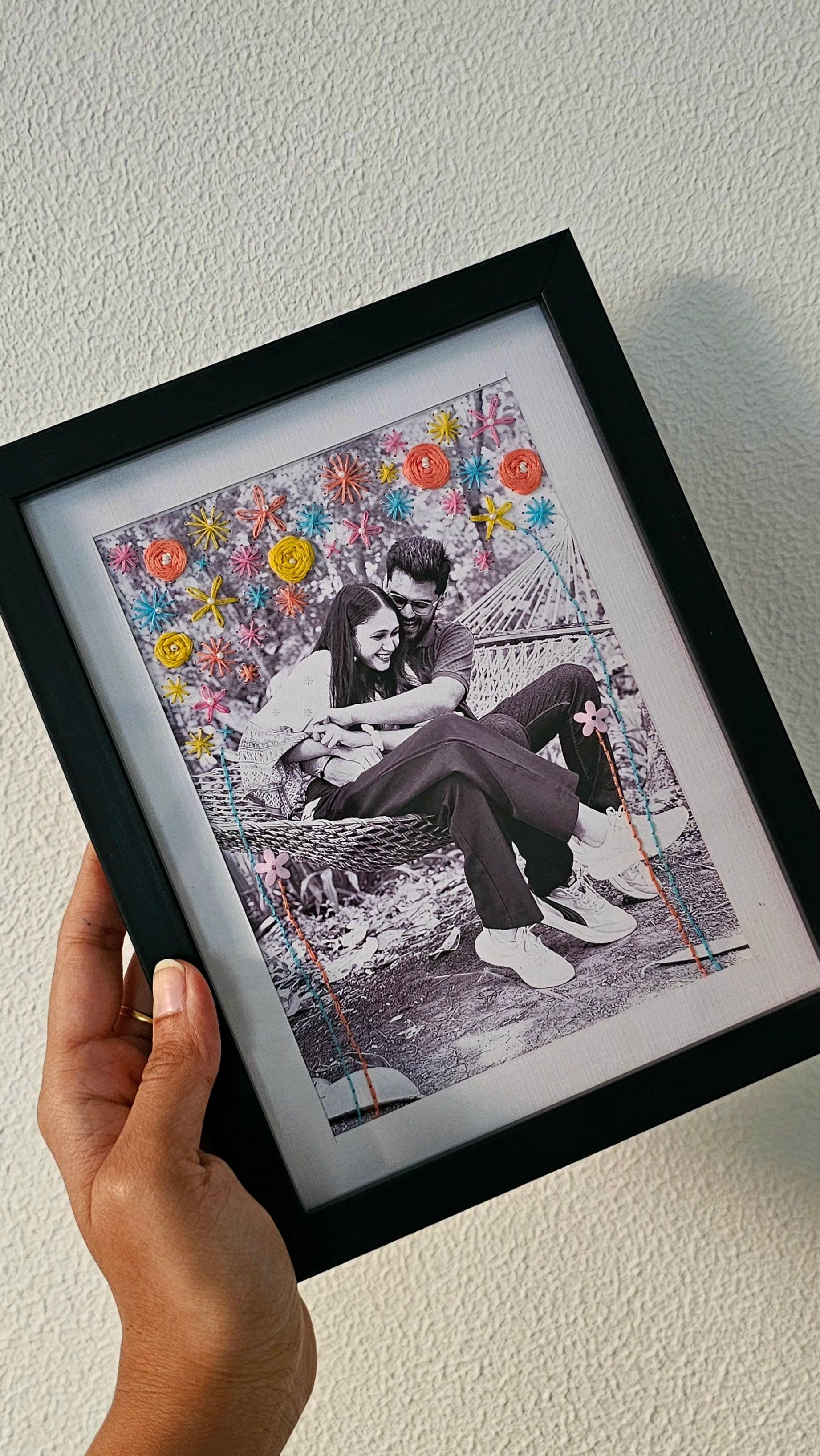 Hand-Embroidered Personalized Photo Frame – Custom Memory Art With Rare Indian Threadwork (a5/A4/A3 Sizes) - Image 11