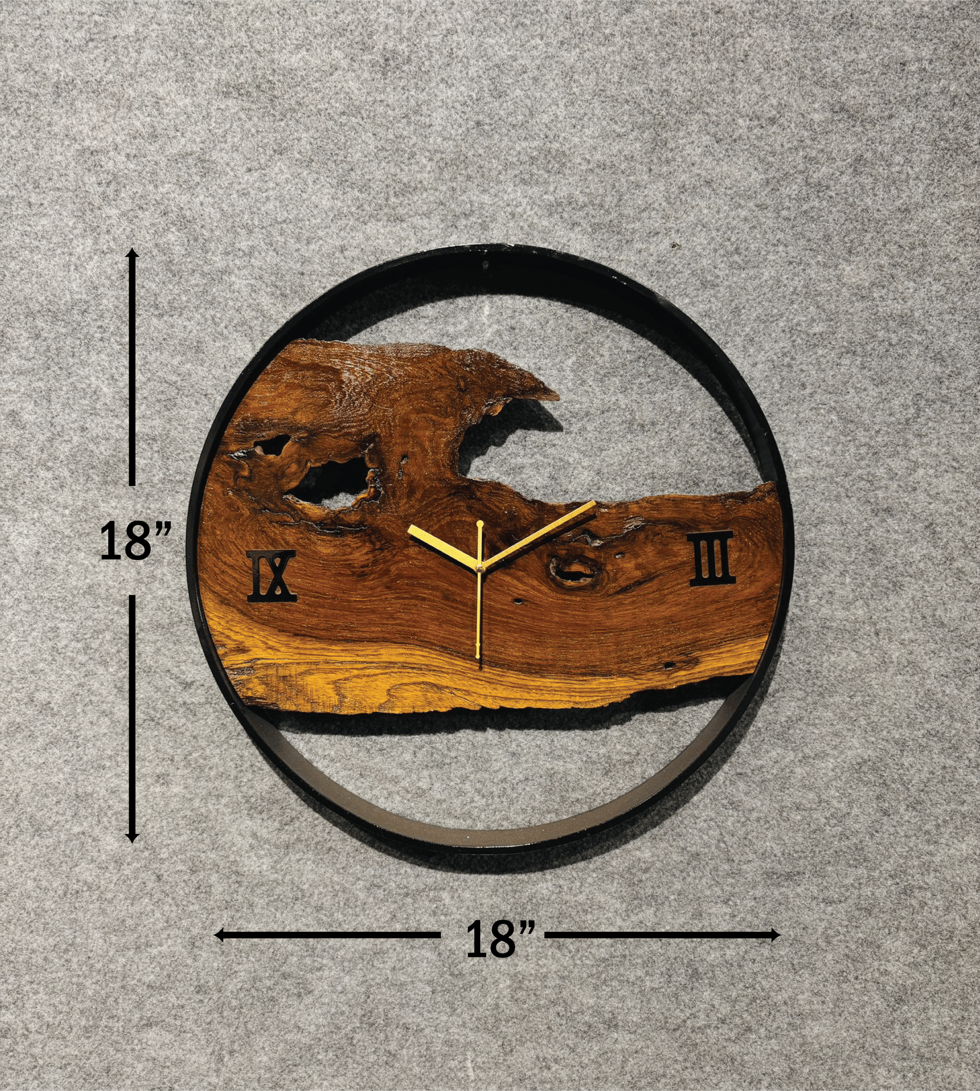 Handmade Natural Wood & Metal Frame Wall Clock - Image 8