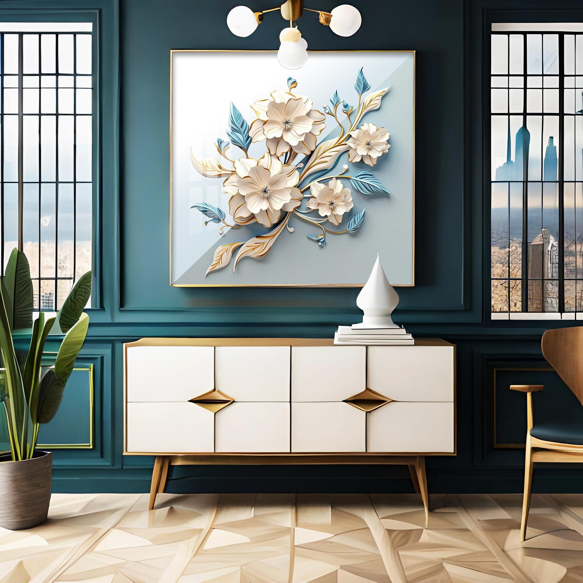 Floral Premium Acrylic Square Wall Art - Image 2