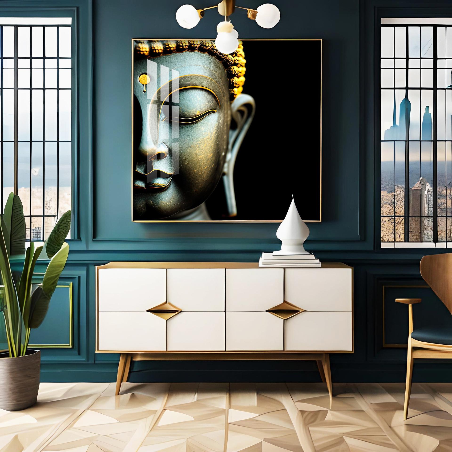Buddha Statue Premium Acrylic Square Wall Art - Image 2