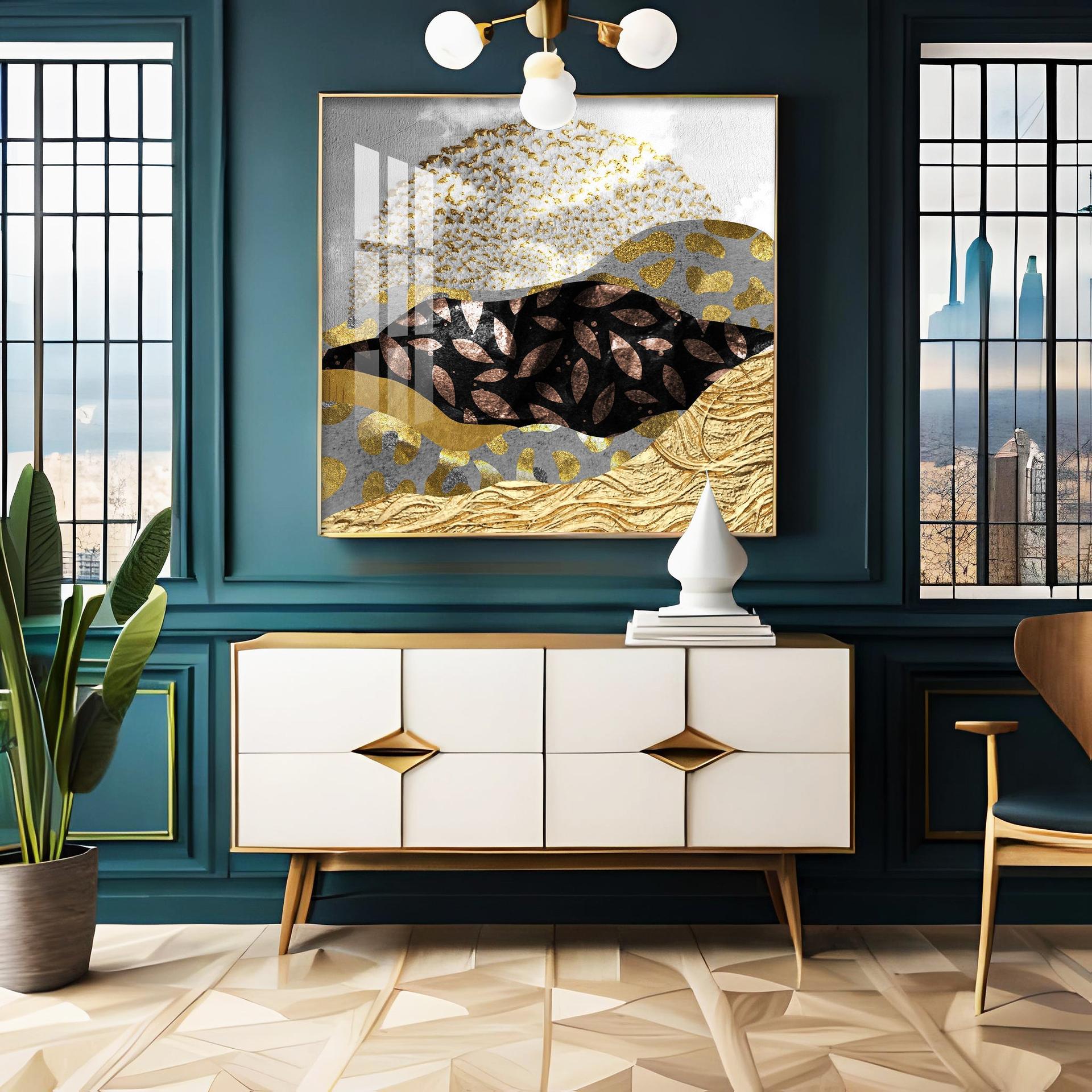 Metallic Mountains Premium Acrylic Square Wall Art - Image 4