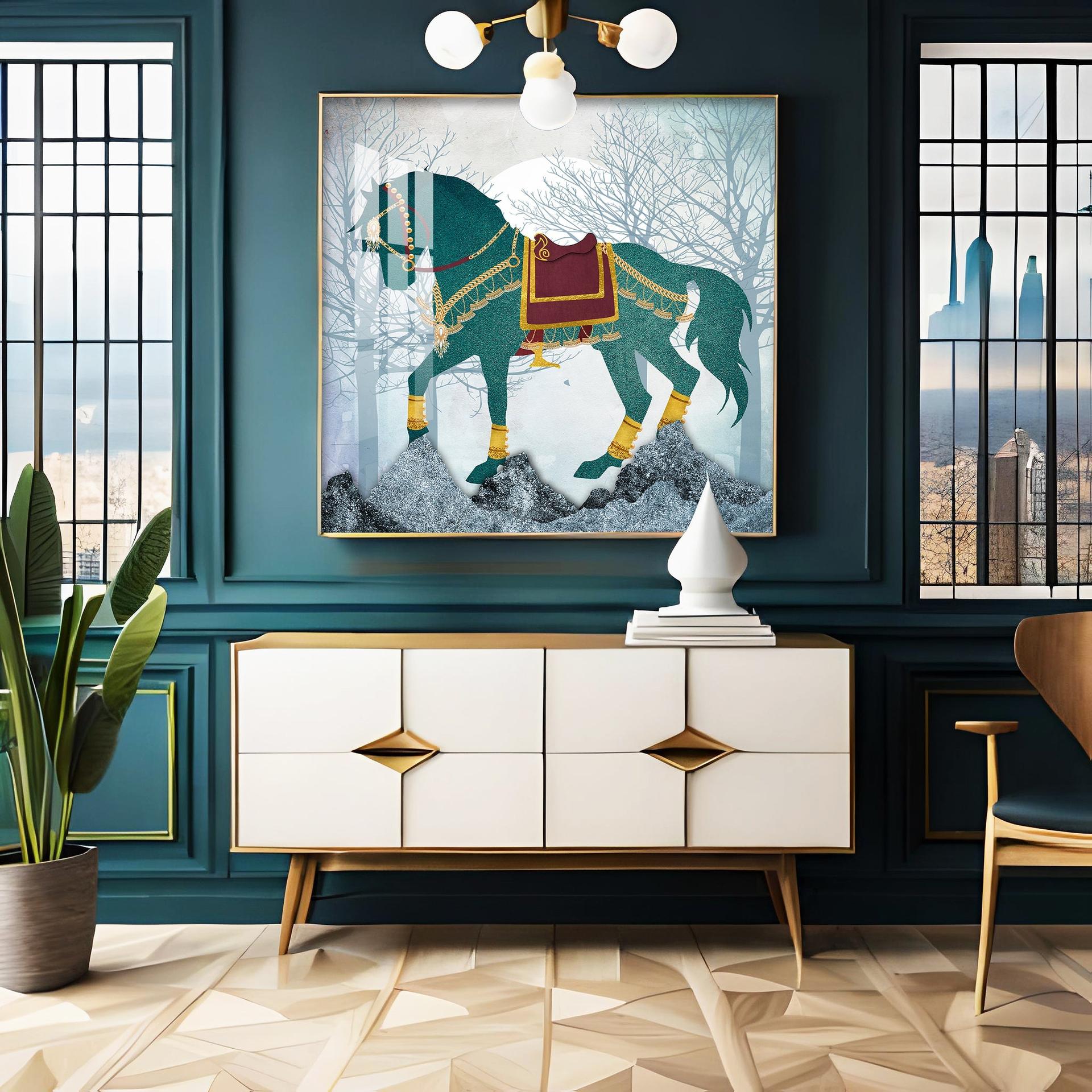 European Abstract Three-Dimensional Horse Premium Acrylic Square Wall Art - Image 3