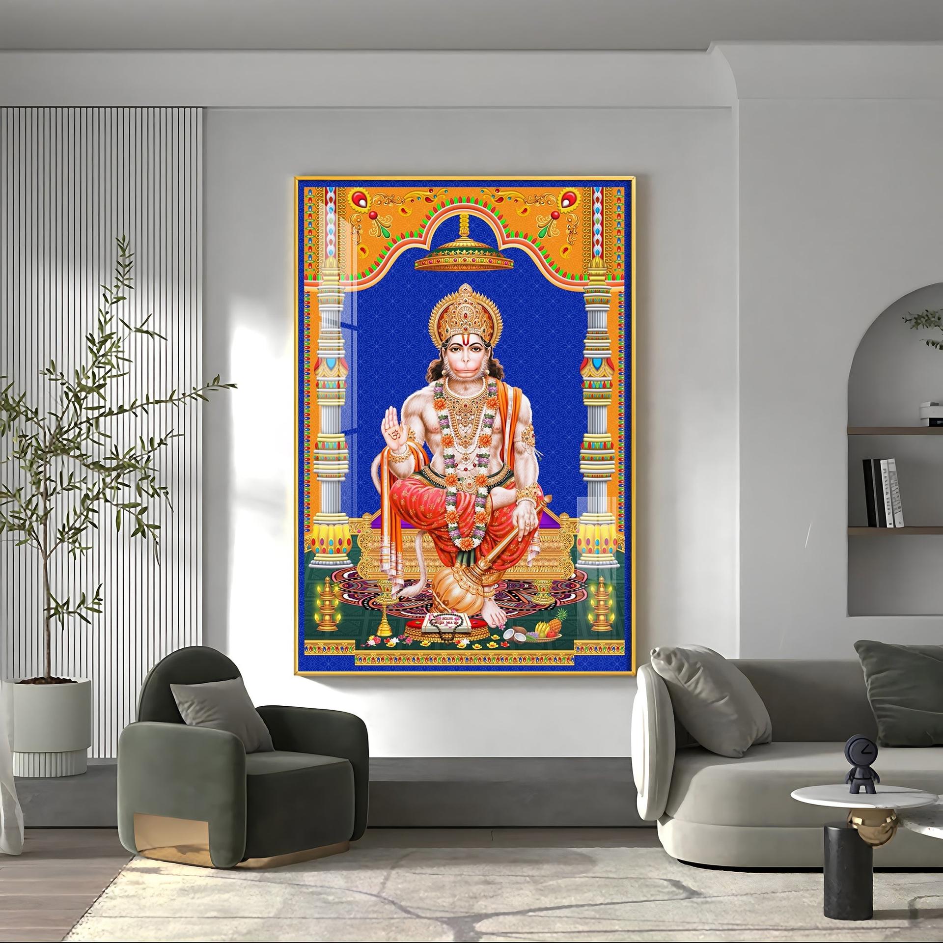 Divine Lord Hanuman Premium Acrylic Vertical Wall Art - Image 8