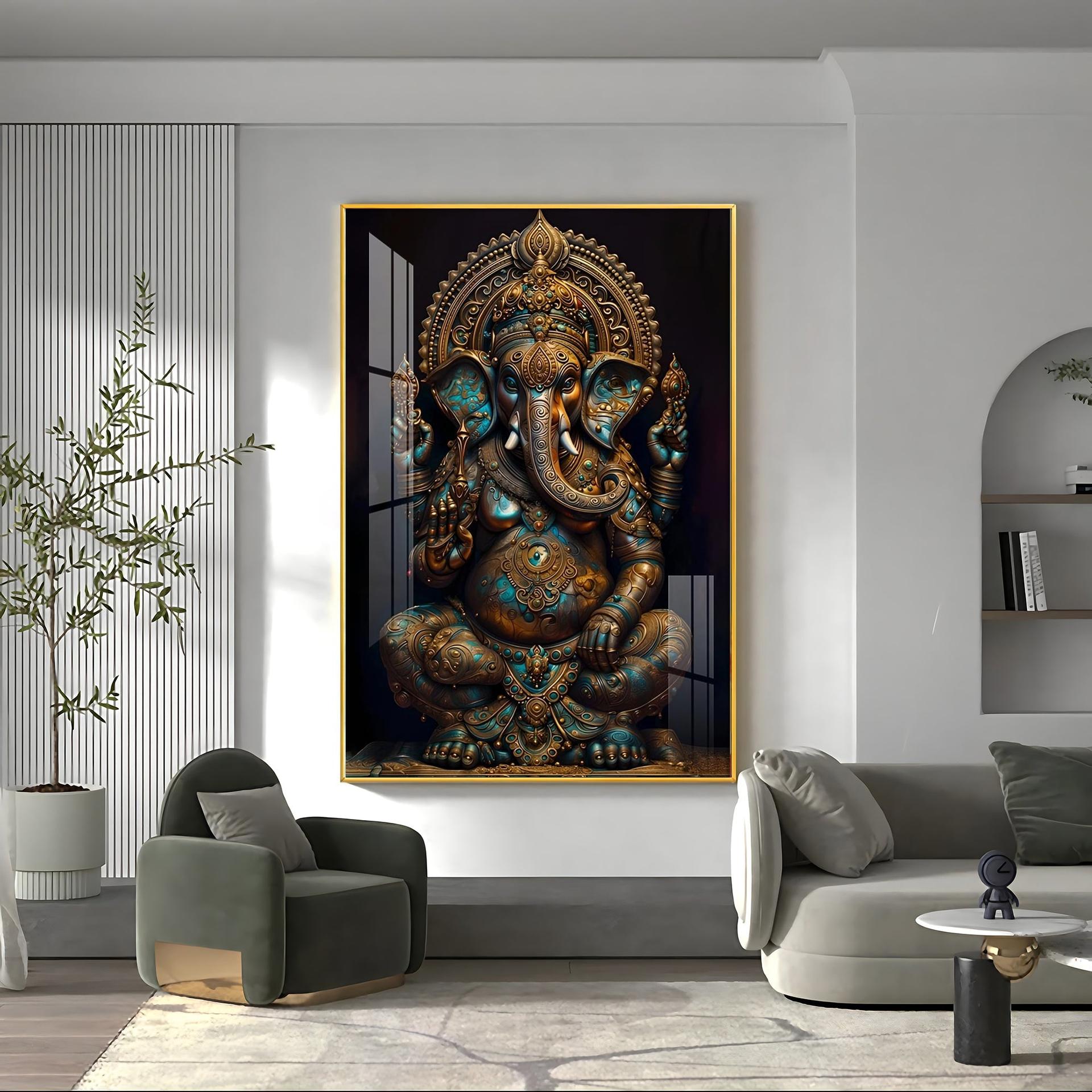 Lord Ganesha Premium Acrylic Vertical Wall Art - Image 3