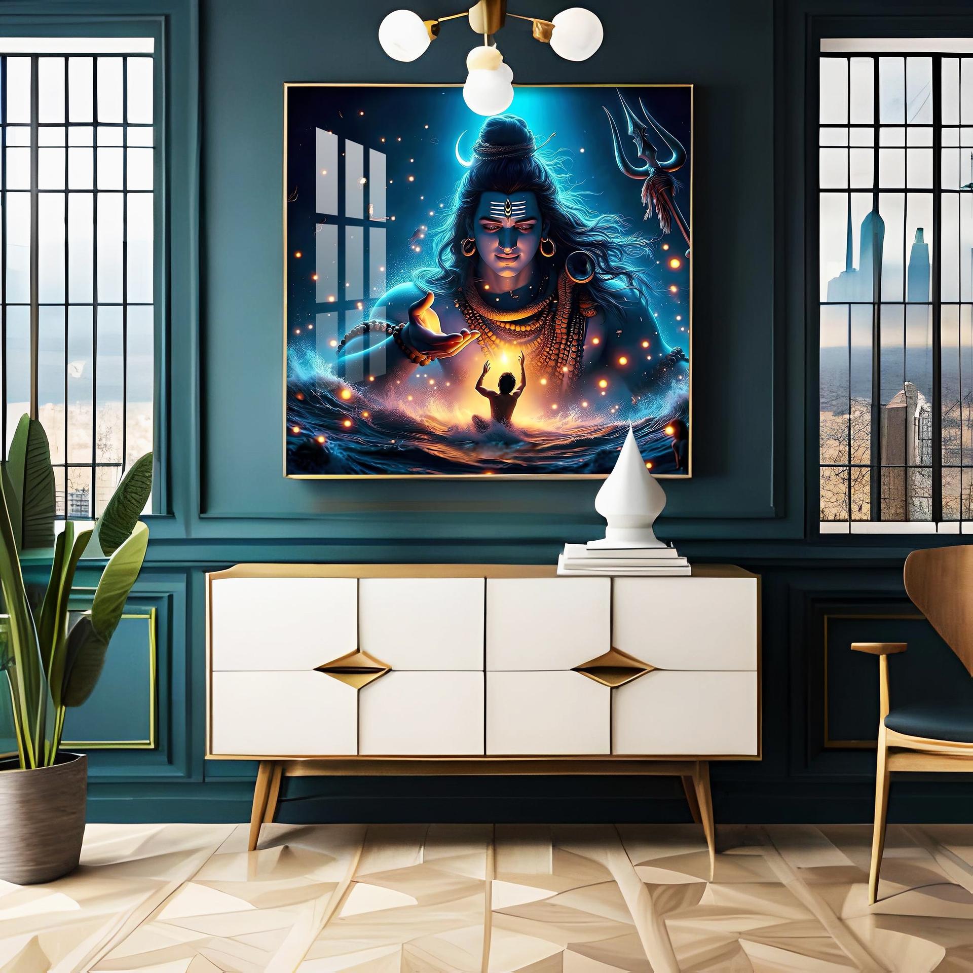 Cosmic Shiva Premium Acrylic Square Wall Art - Image 3