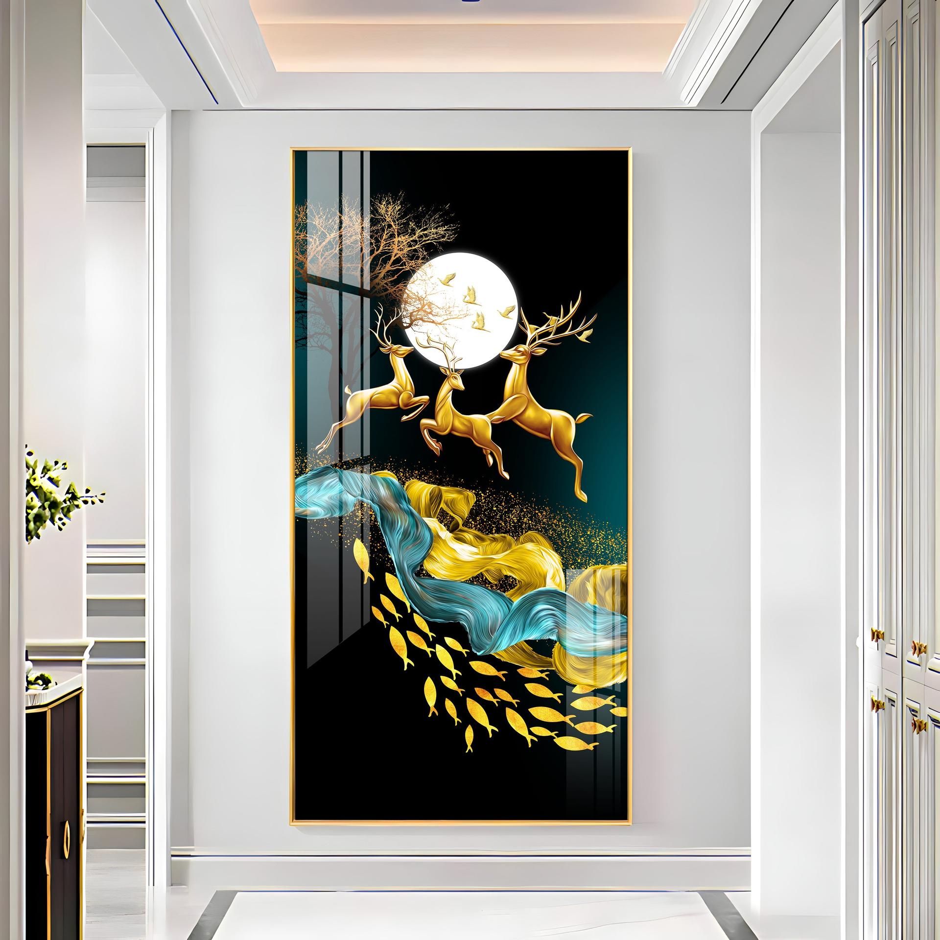 Jolly Deers With Koi Fish Premium Acrylic Vertical Wall Art - Image 6