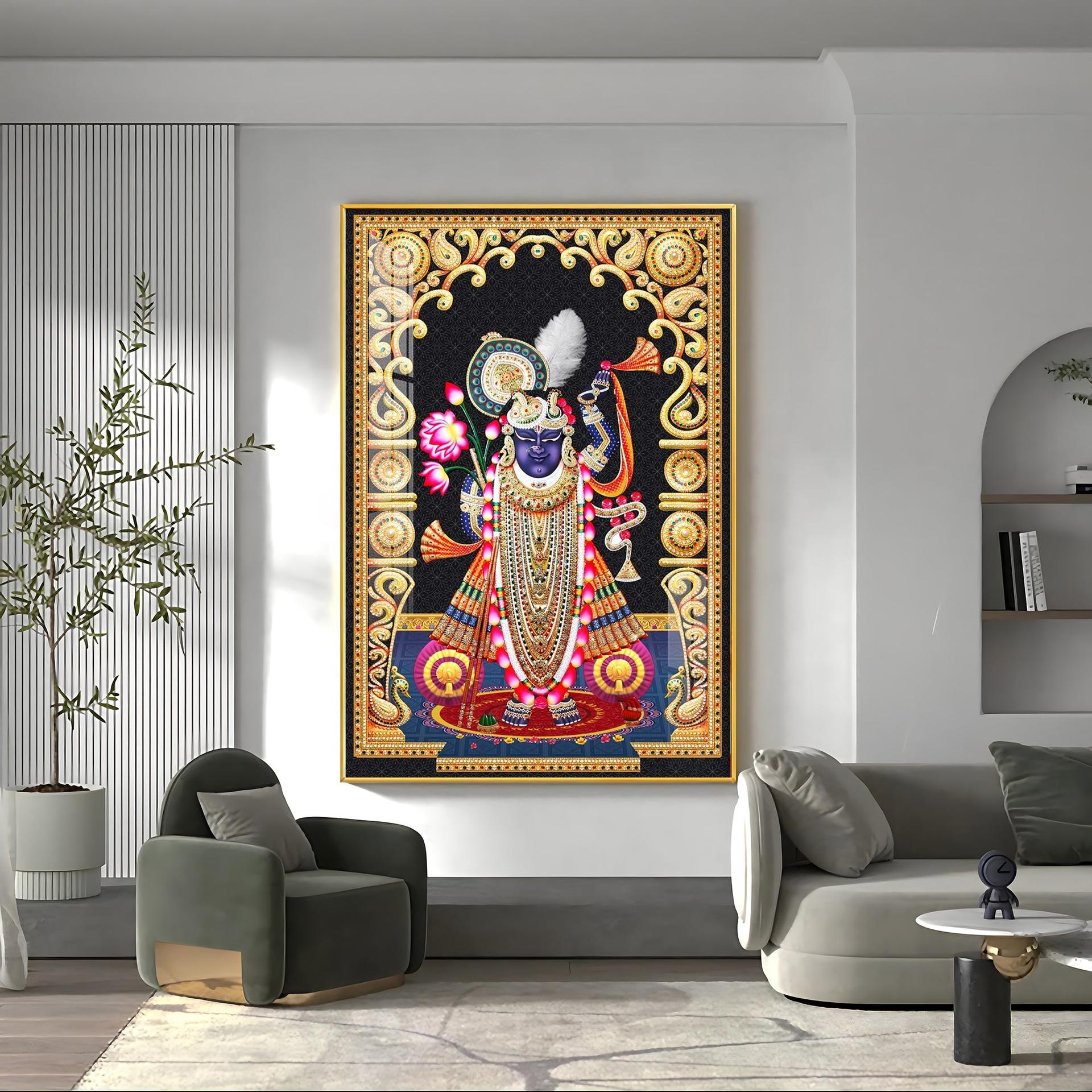 Celestial Krishna Premium Acrylic Vertical Wall Art - Image 8
