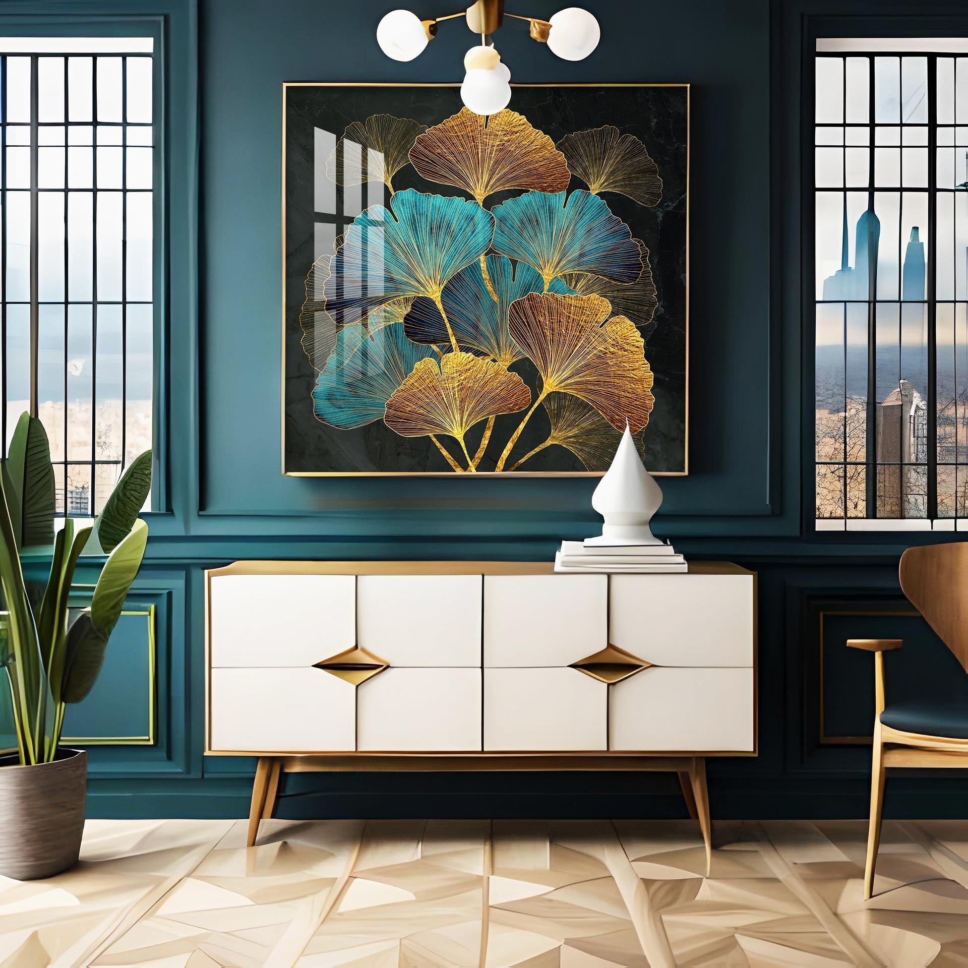 Auspicious Ginkgo Leaf Premium Acrylic Square Wall Art - Image 3