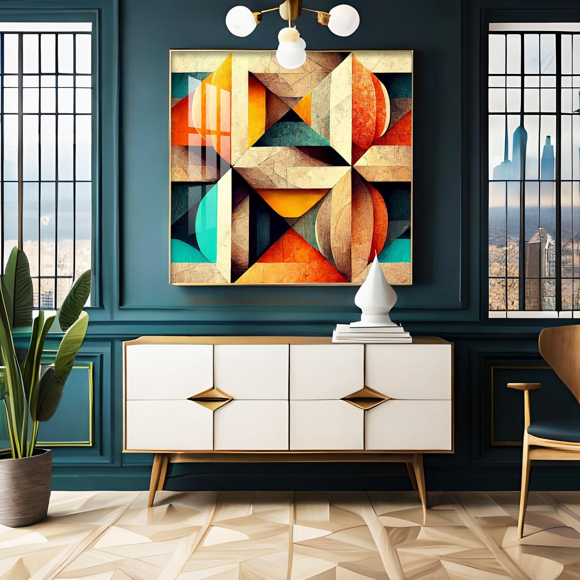 Seamless Pattern Shapes Premium Acrylic Square Wall Art - Image 2