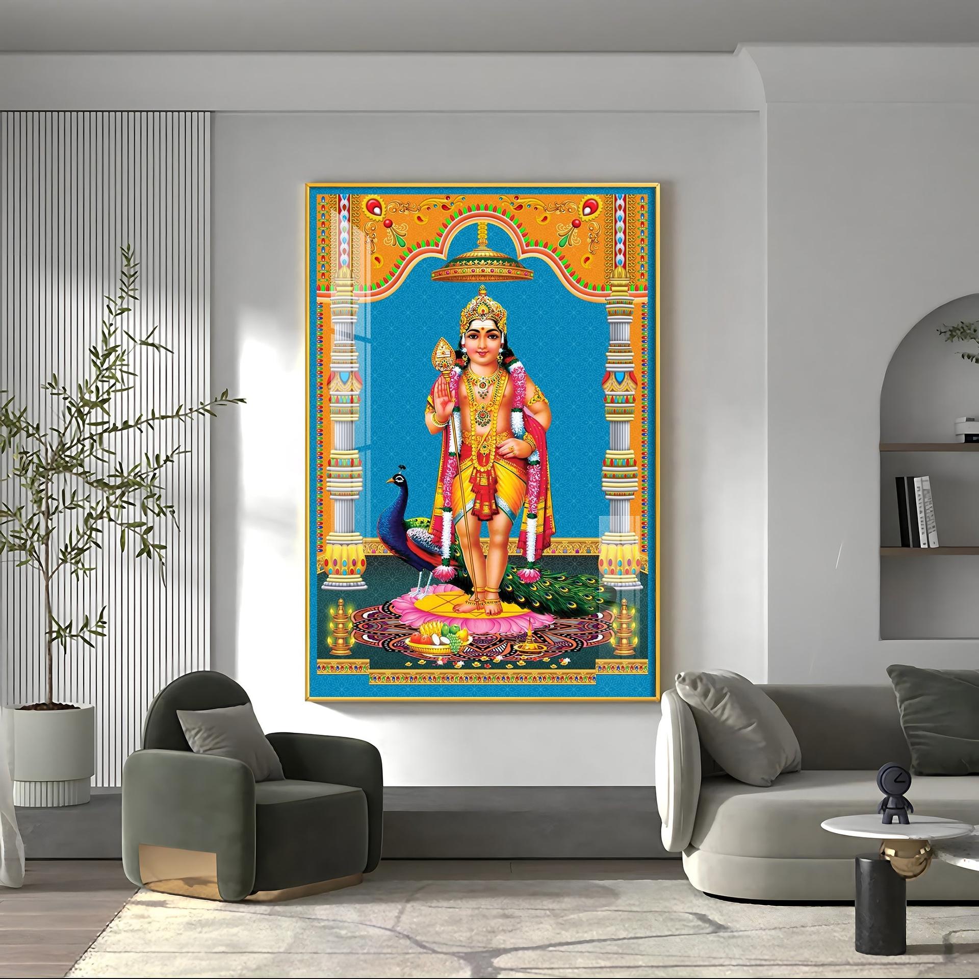 God Murugan Kartikeya Premium Acrylic Vertical Wall Art - Image 17