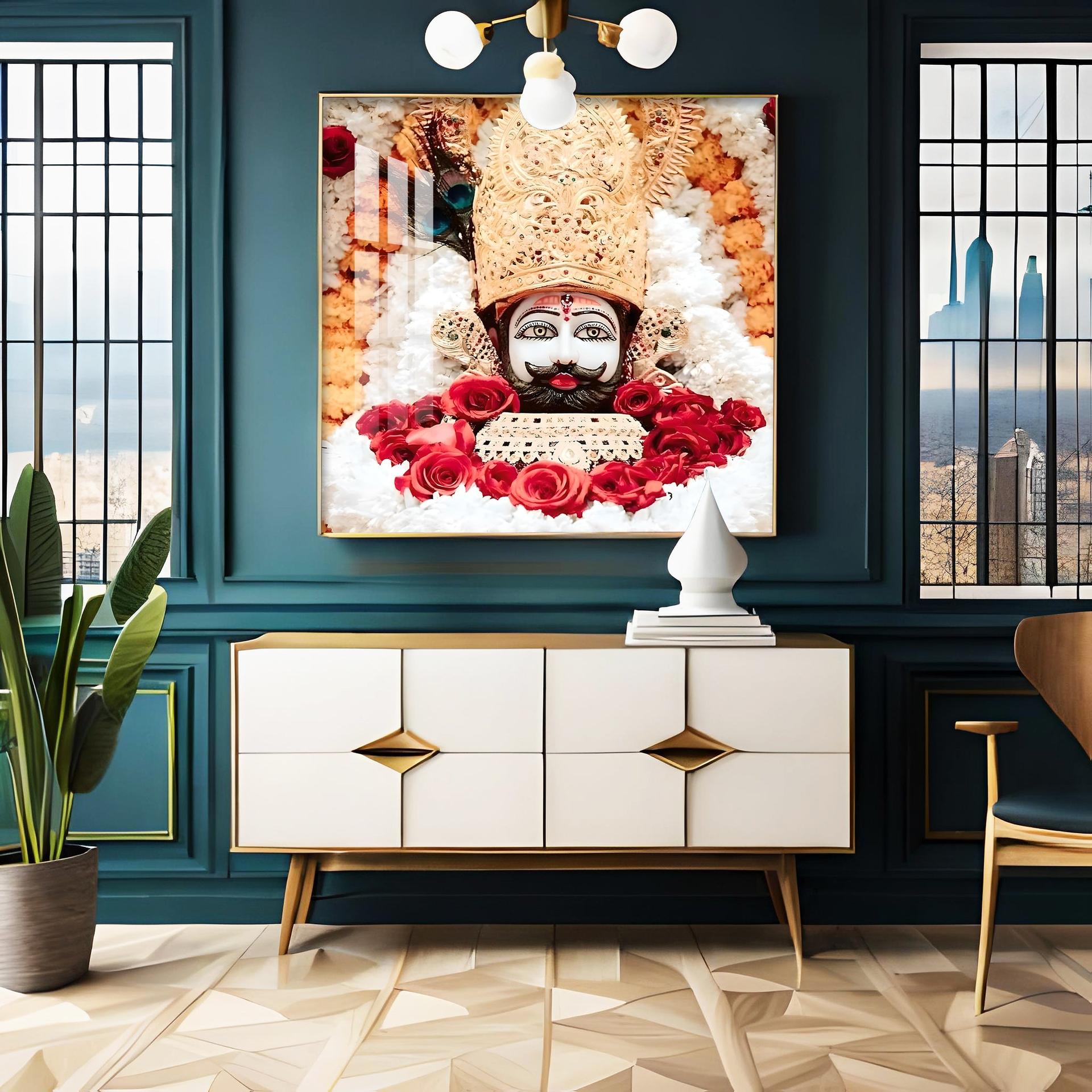 Lord Khatu Shyam Premium Acrylic Square Wall Art - Image 4