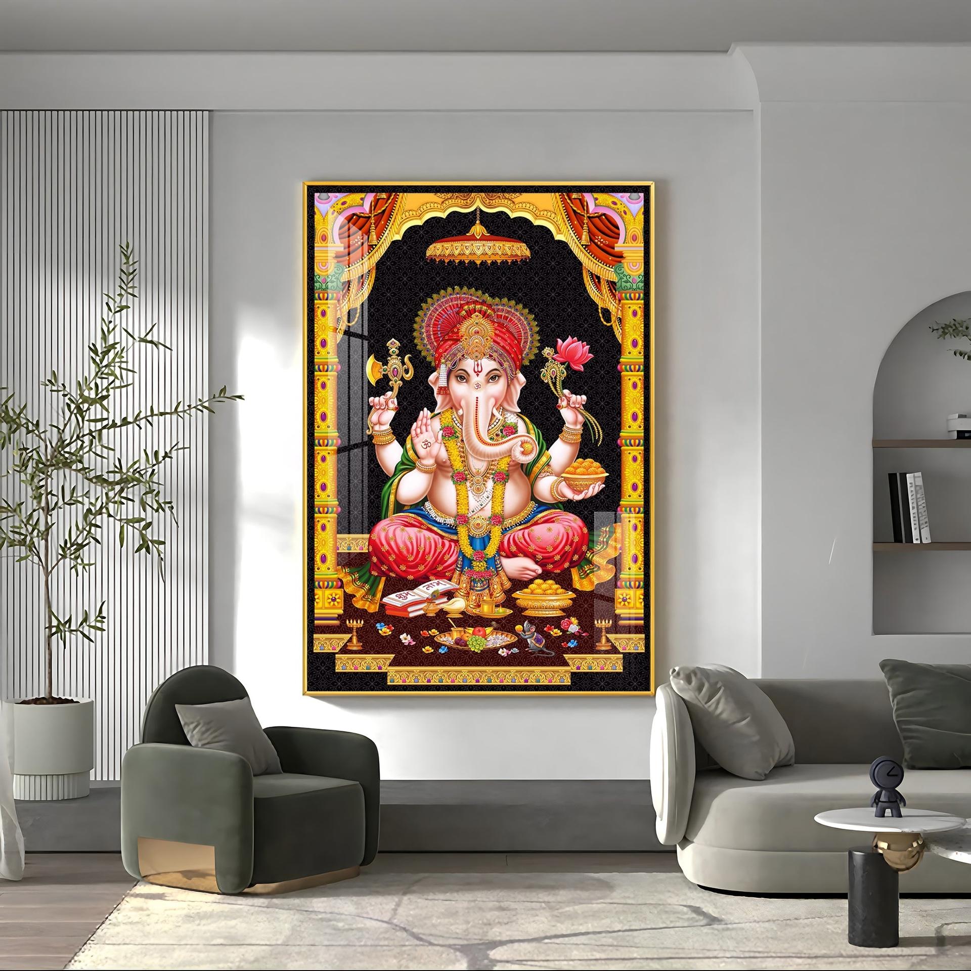 Sacred Ganesha Premium Acrylic Vertical Wall Art - Image 7
