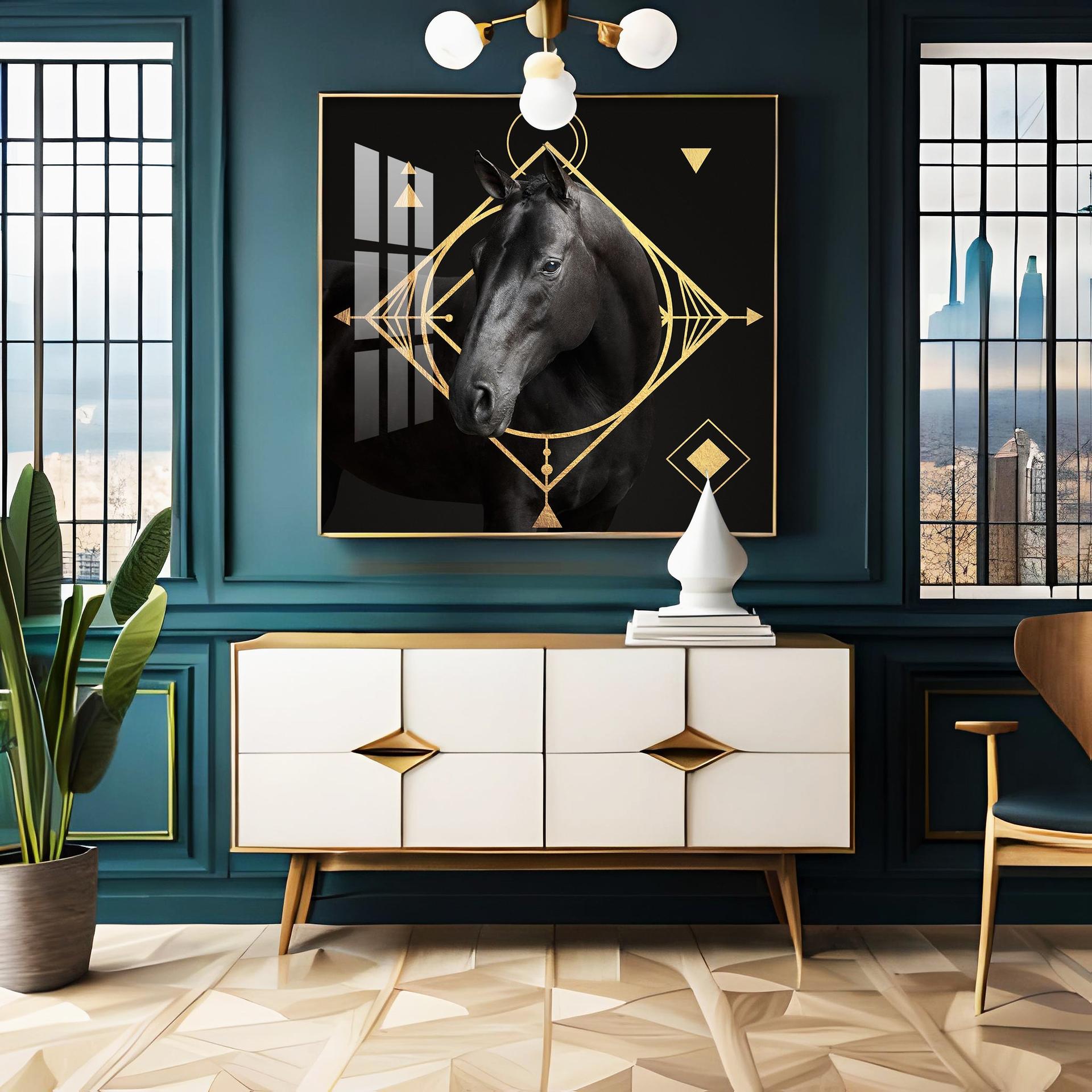 Gold Foil Horse Premium Acrylic Square Wall Art - Image 4