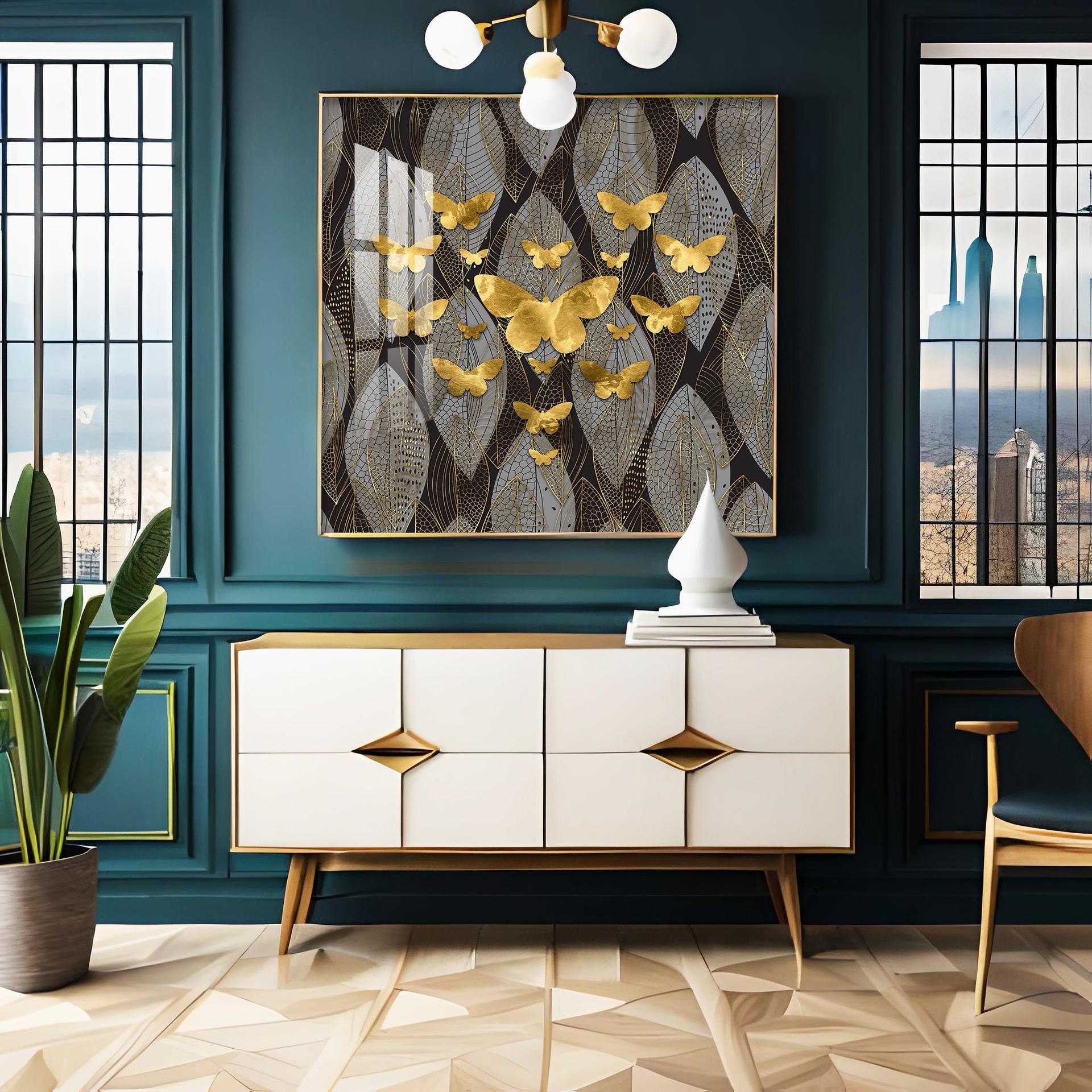 Golden Butterfly Light Luxury Premium Acrylic Square Wall Art - Image 4