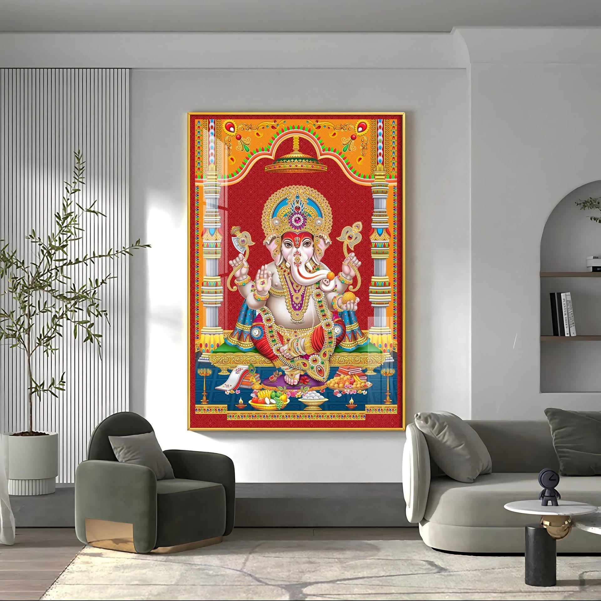 Divine Ganesha Premium Acrylic Vertical Wall Art - Image 8