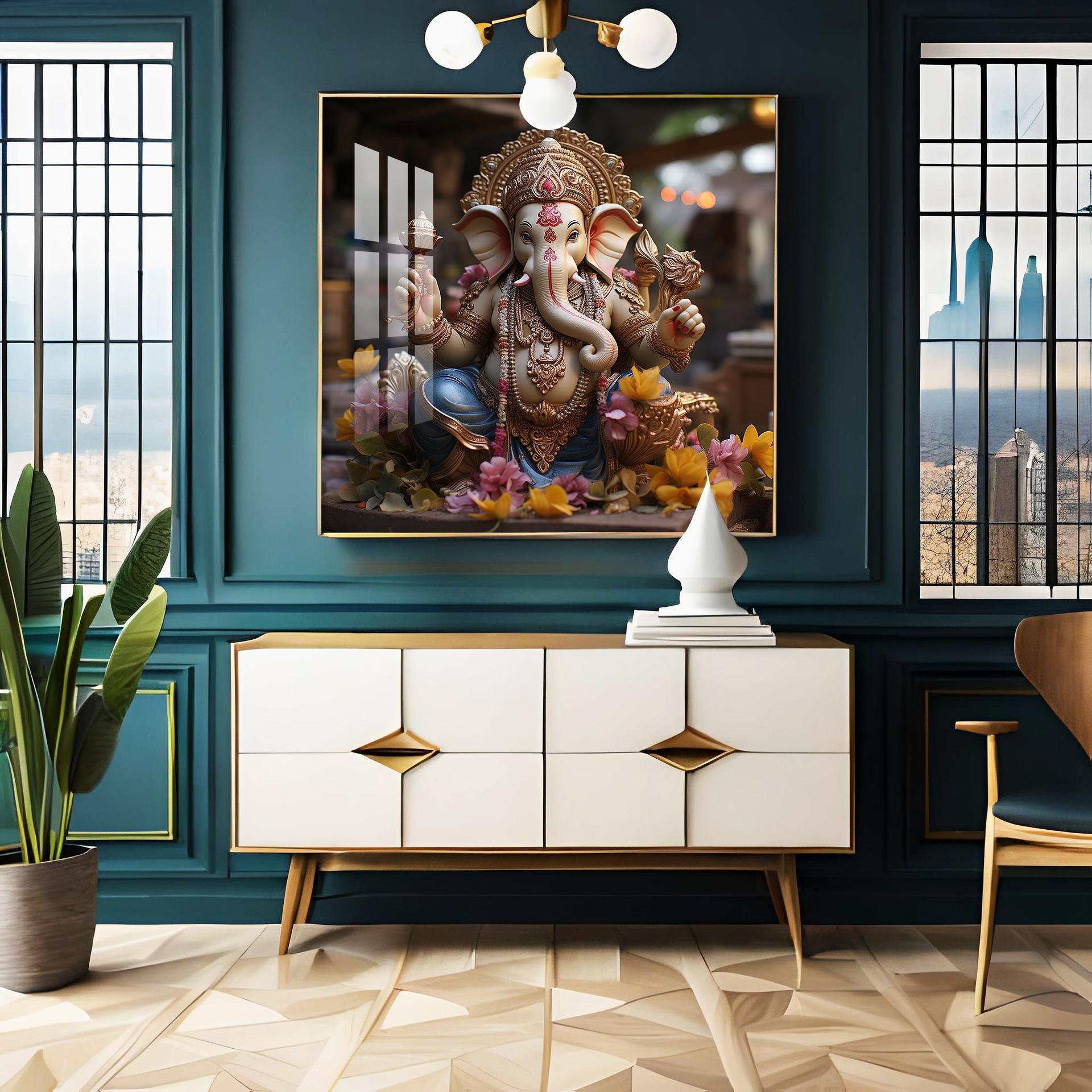 Karya Siddh Ganesh Premium Acrylic Square Wall Art - Image 14