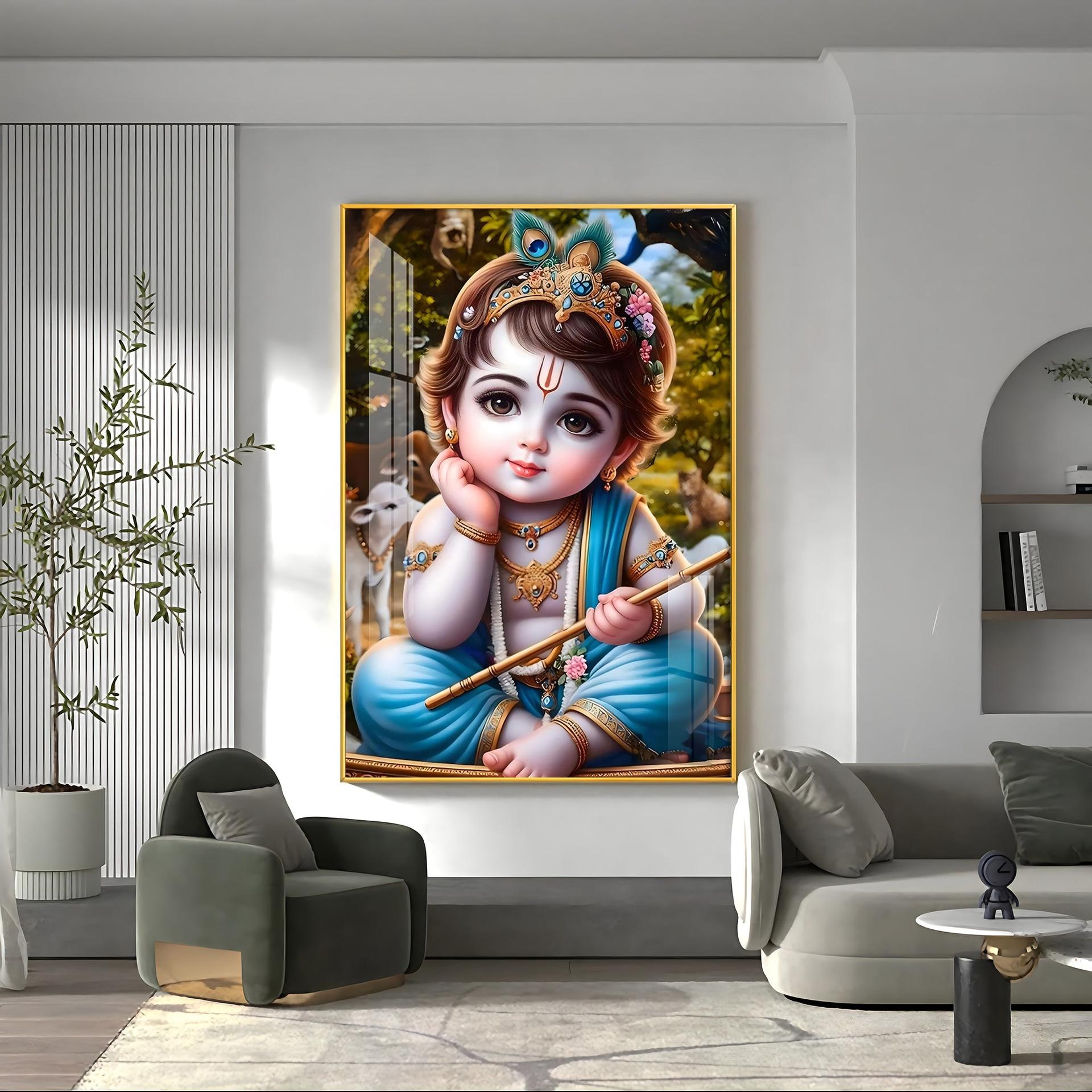 Little Krishna Reverberations Premium Vertical Acrylic Wall Art - Image 9