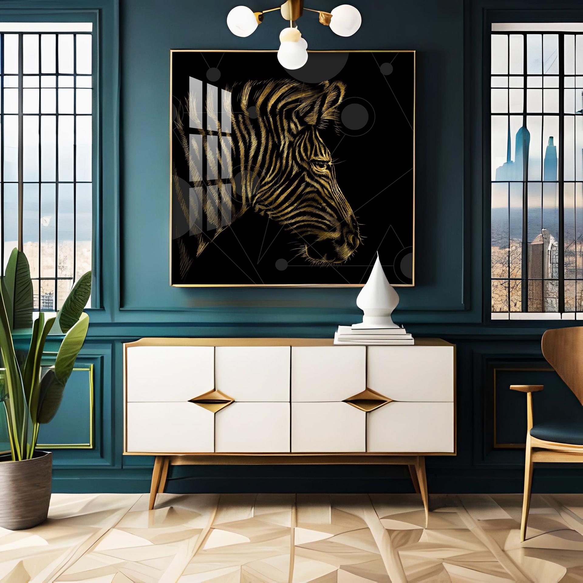 Modern Zebra Abstract Art Living Room Premium Acrylic Square Wall Art - Image 15