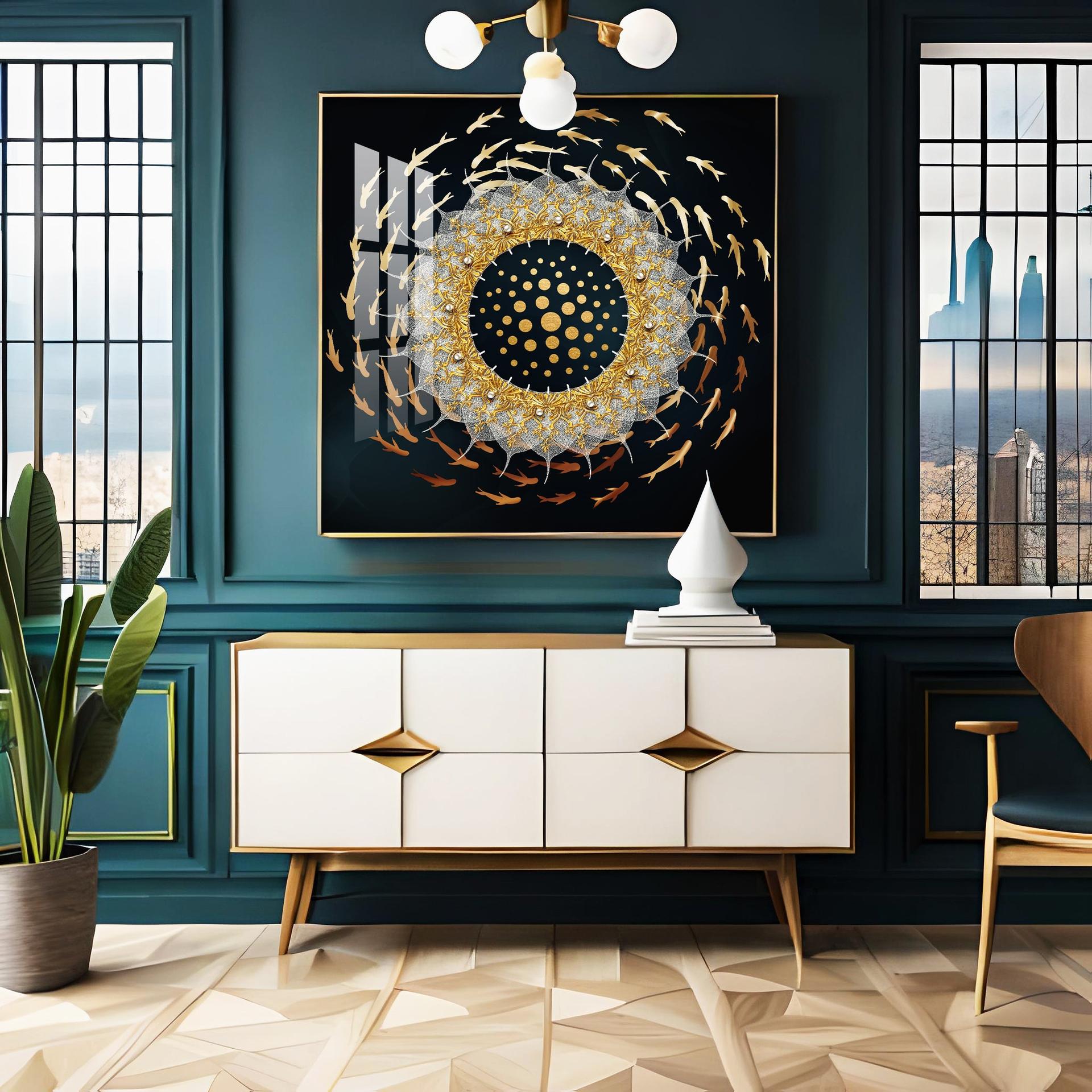 Swirling Fishes Premium Acrylic Square Wall Art - Image 4