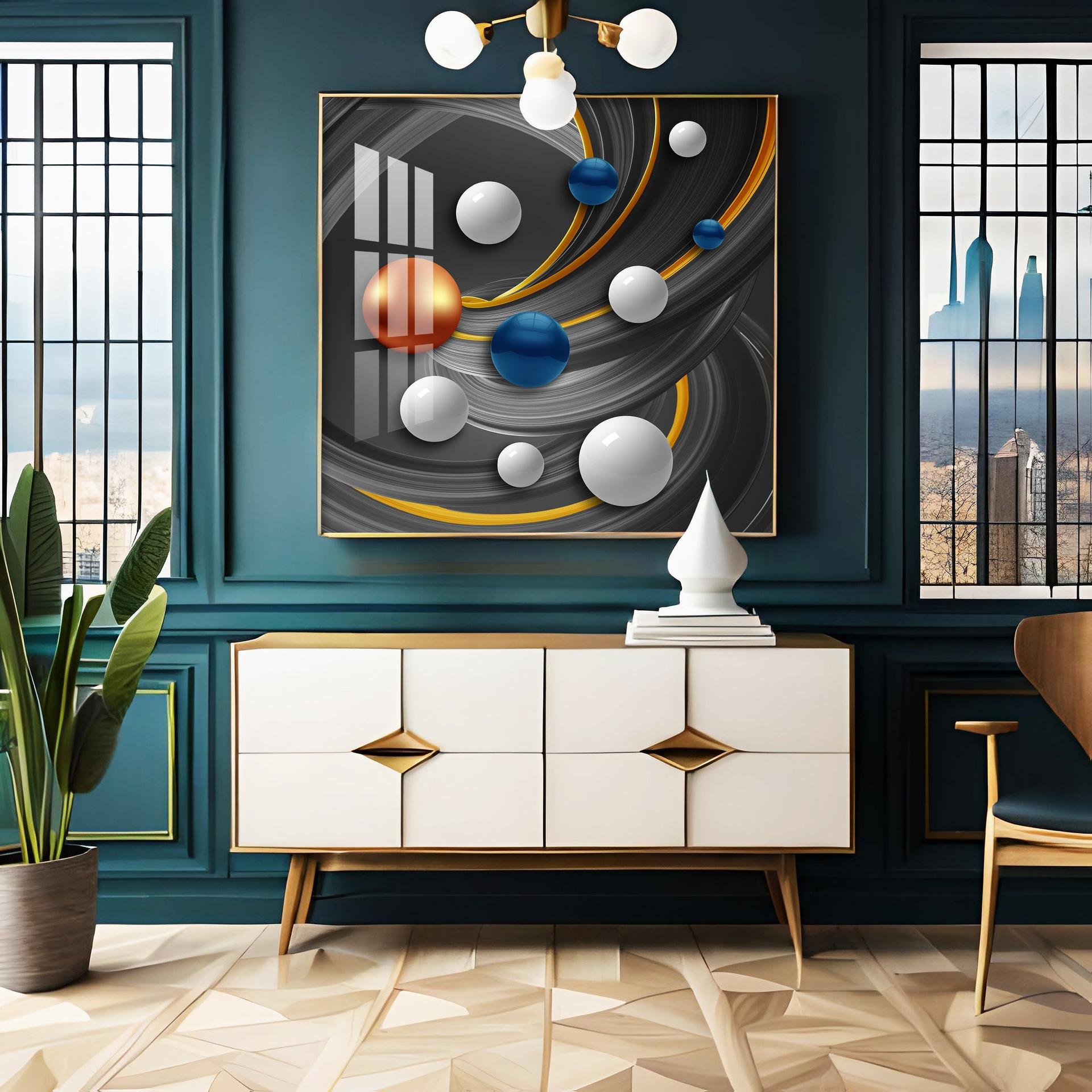 Colorful Circles Premium Acrylic Square Wall Art - Image 4