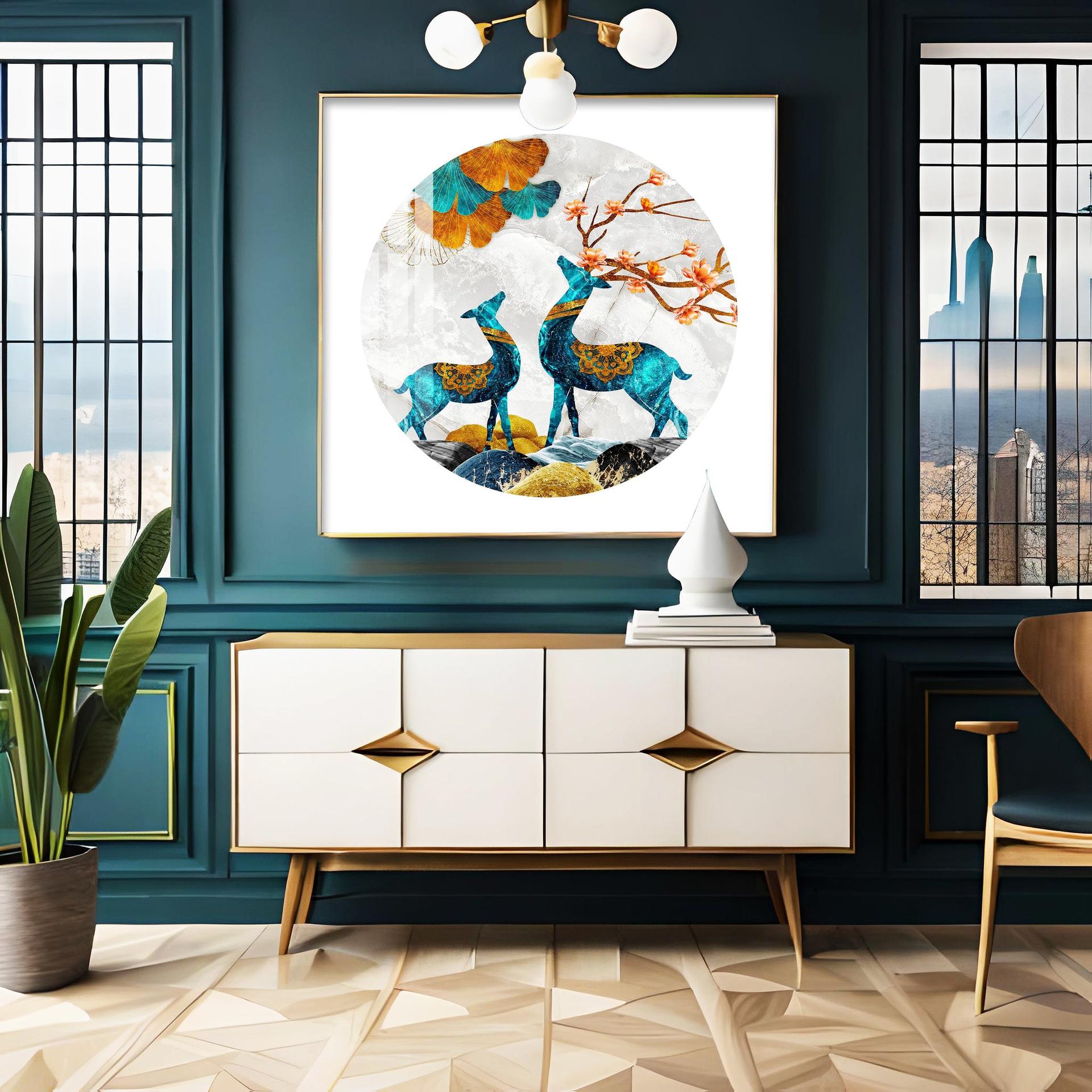 Magical Deer Premium Acrylic Square Wall Art - Image 4