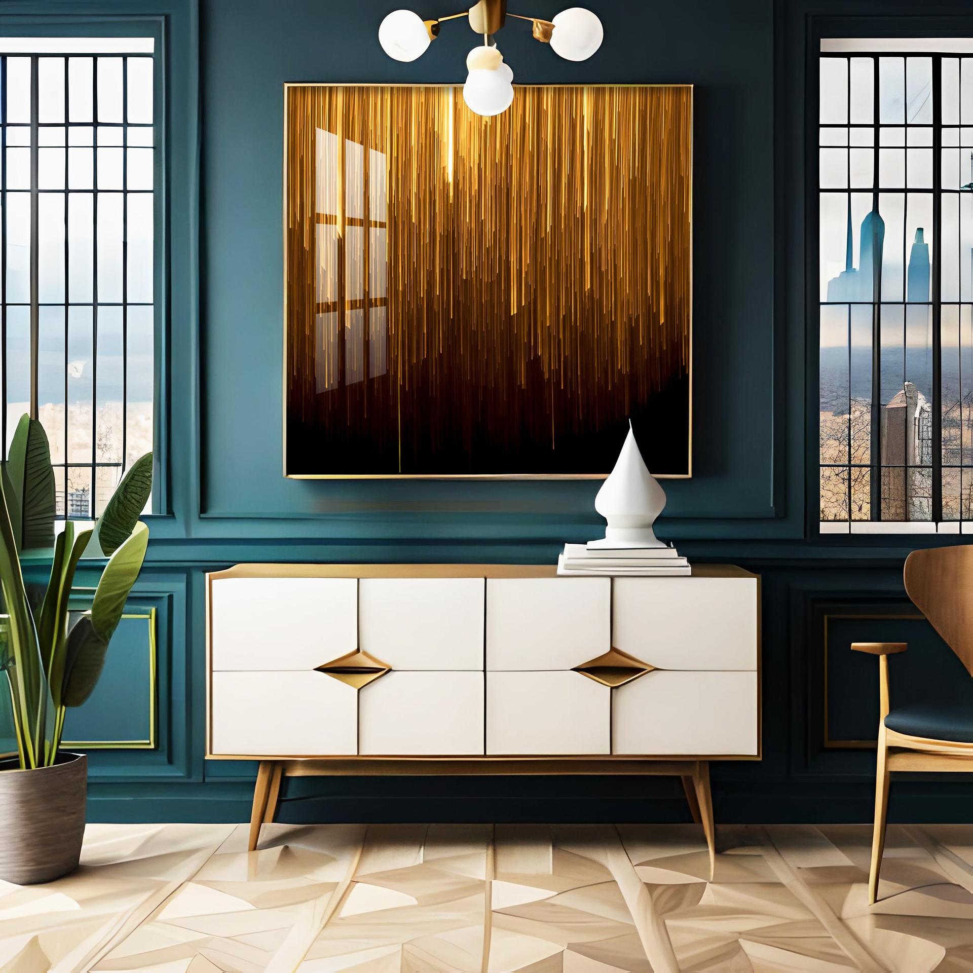 Art Ink Gold Living Room Premium Acrylic Square Wall Art - Image 4