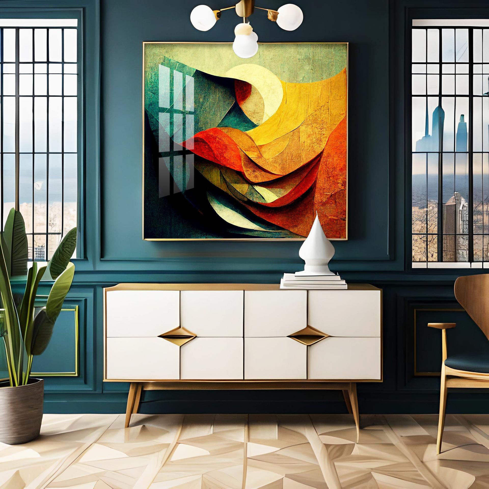 Abstract Contemporary Modern Watercolor Art Premium Acrylic Square Wall Art - Image 2