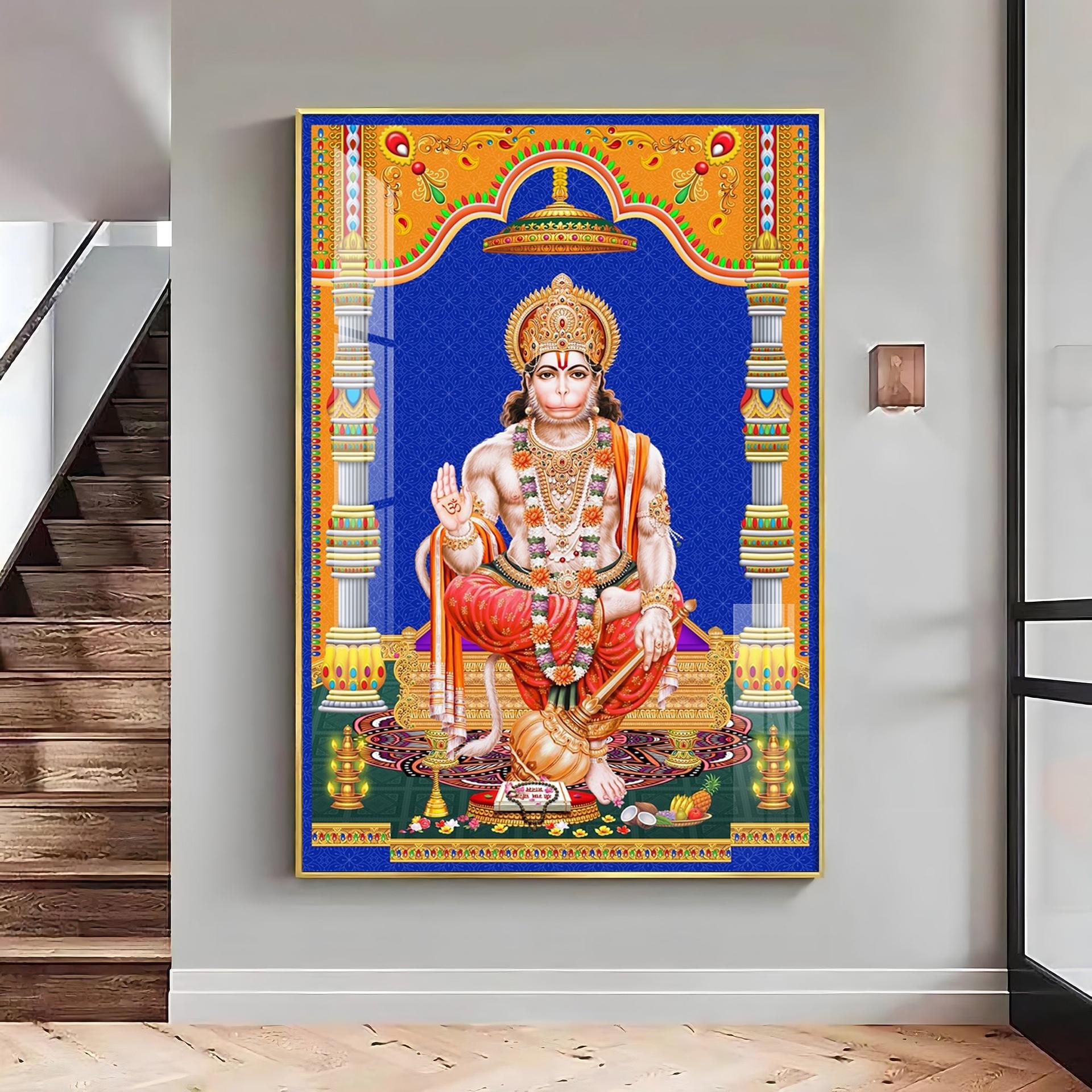Divine Lord Hanuman Premium Acrylic Vertical Wall Art - Image 7