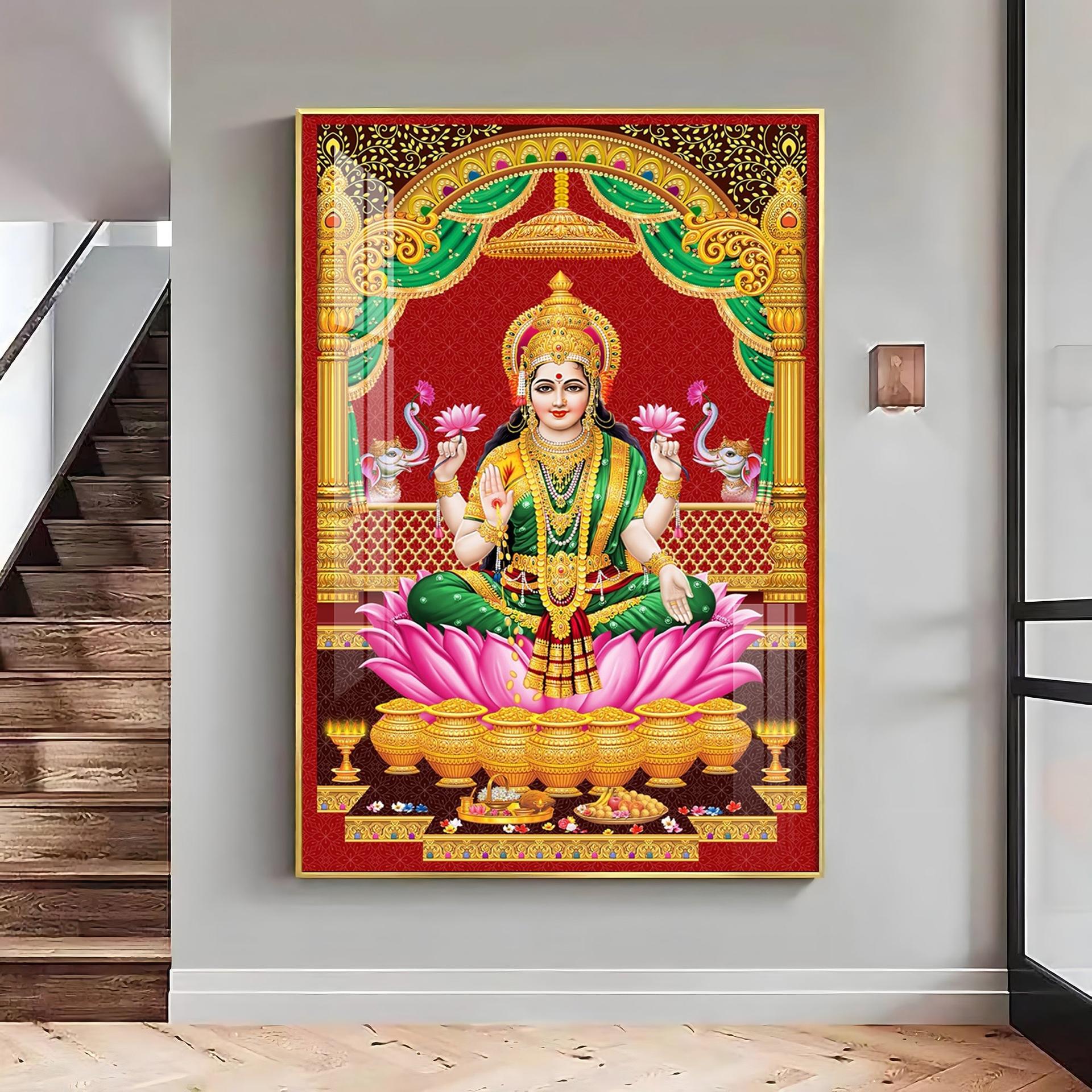 Lakshmi's Blessing Premium Acrylic Vertical Wall Art - Image 9