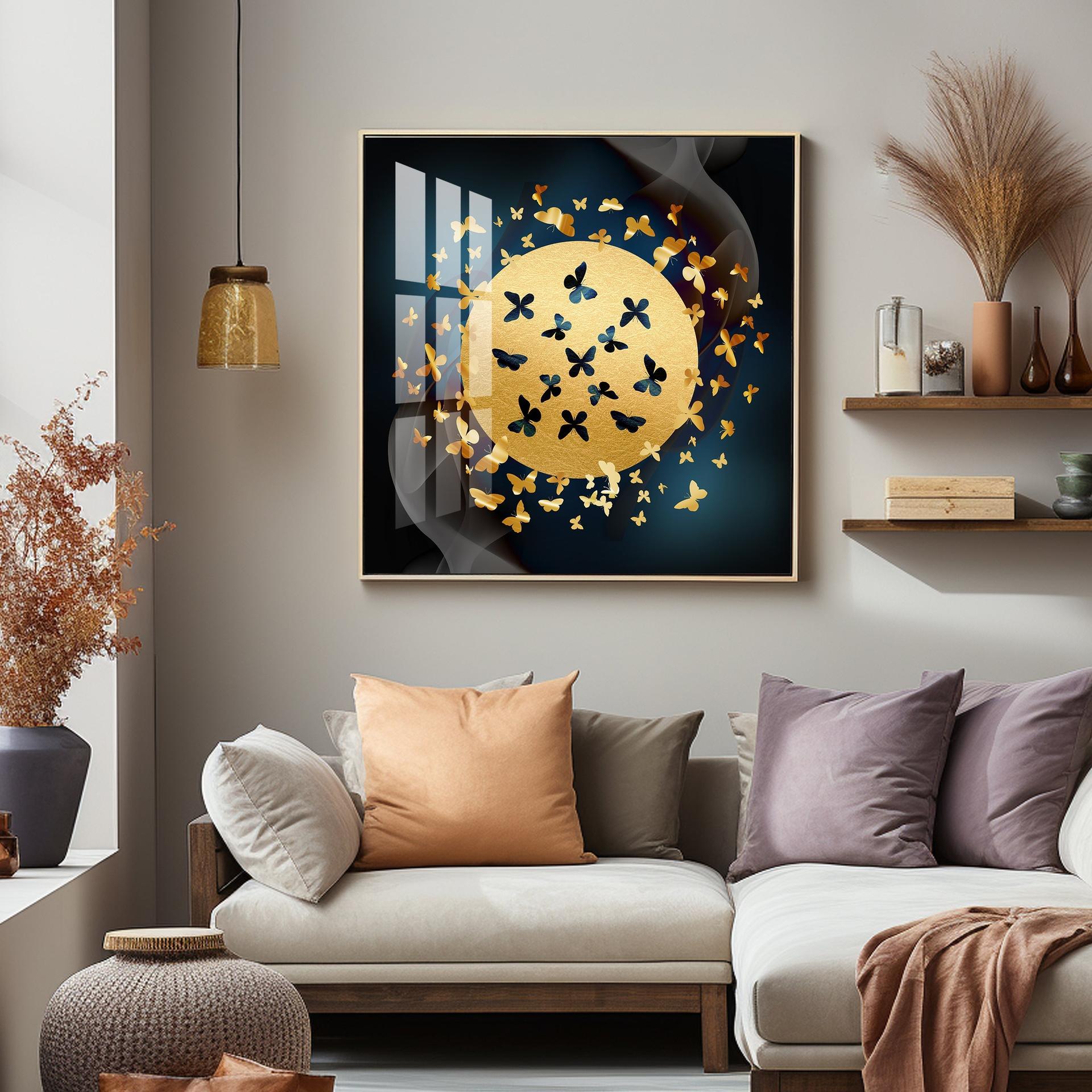 Glittering Butterfly Premium Acrylic Square Wall Art - Image 4