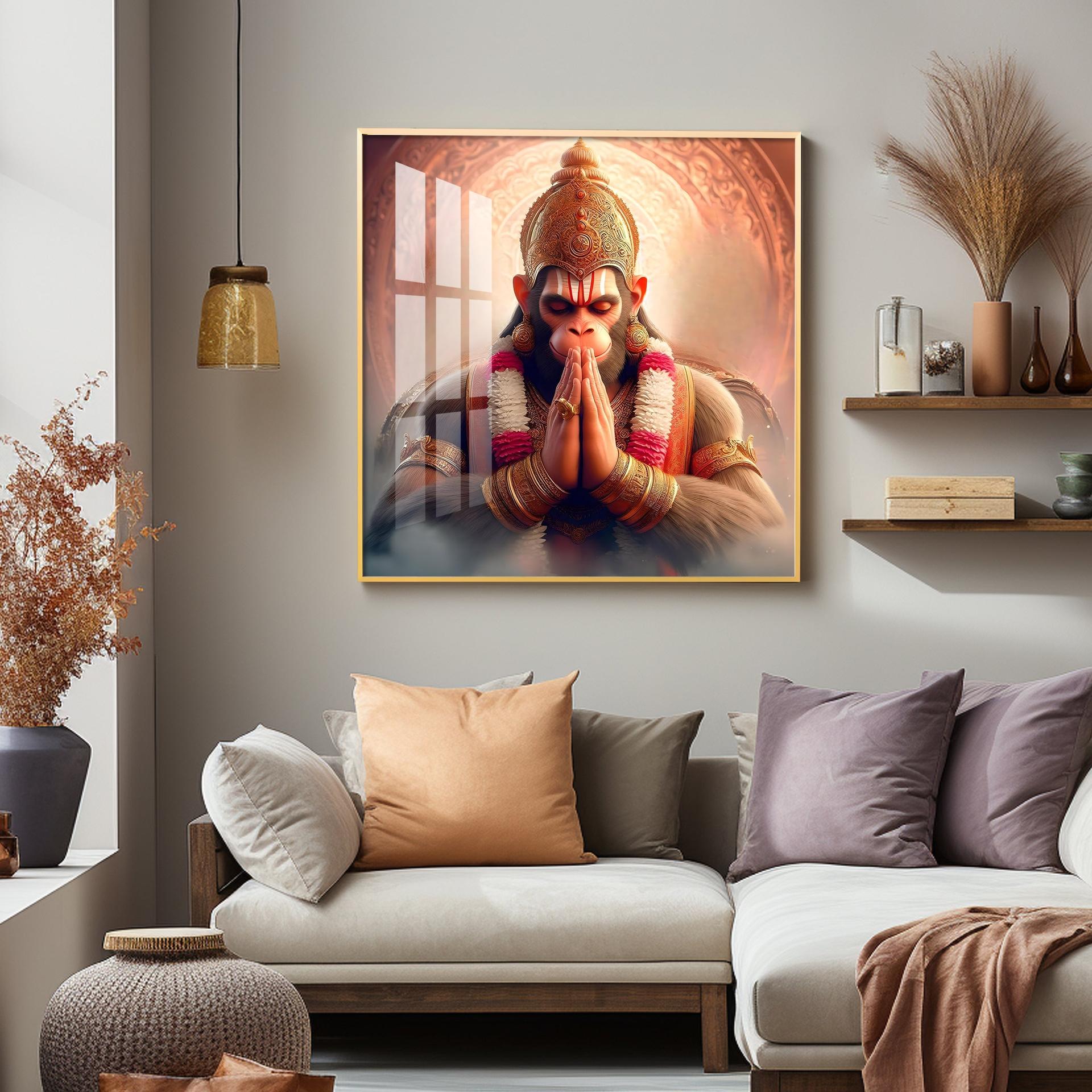 Powerful Hanuman Ji Premium Acrylic Square Wall Art - Image 11