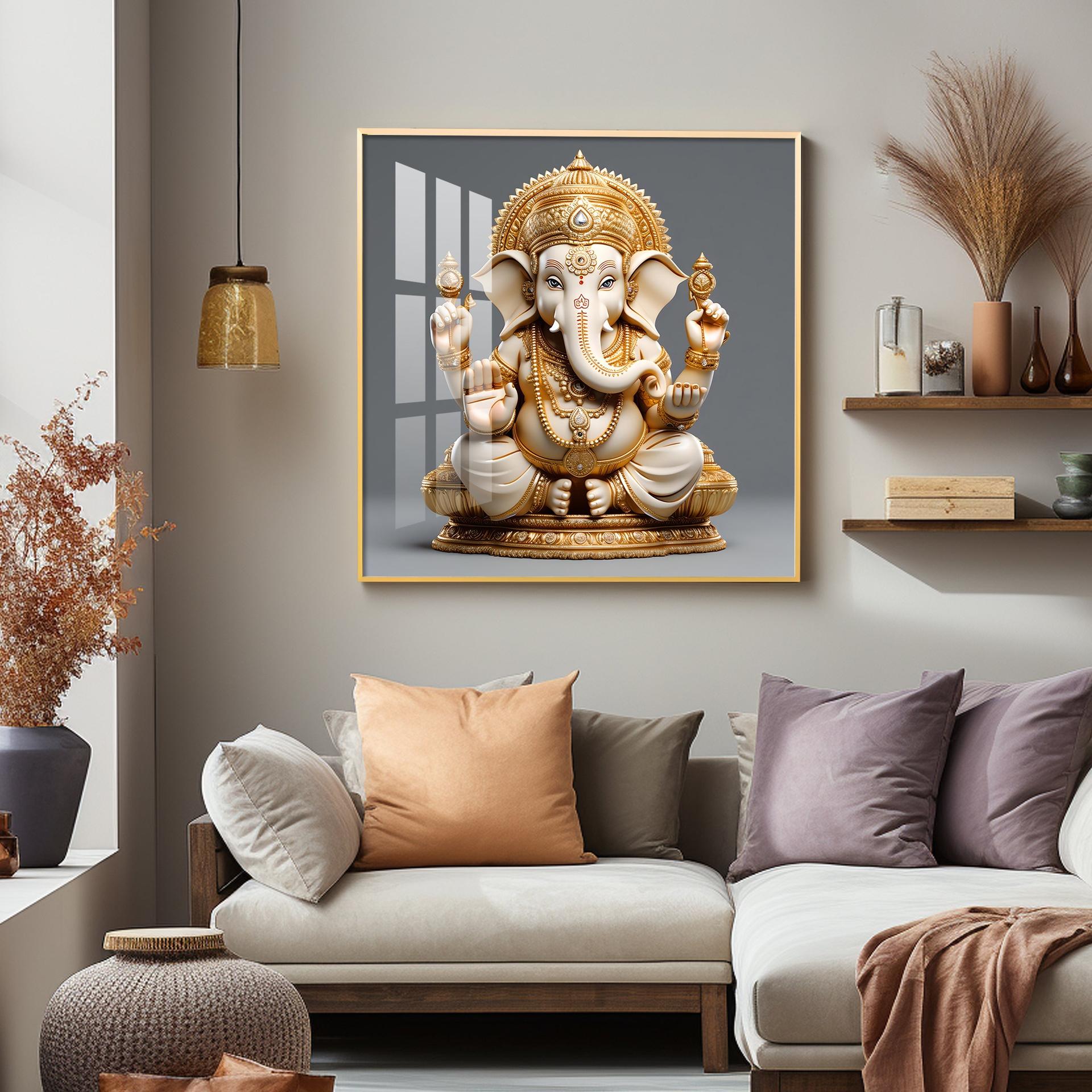 Cute Ganpati Premium Acrylic Square Wall Art - Image 11