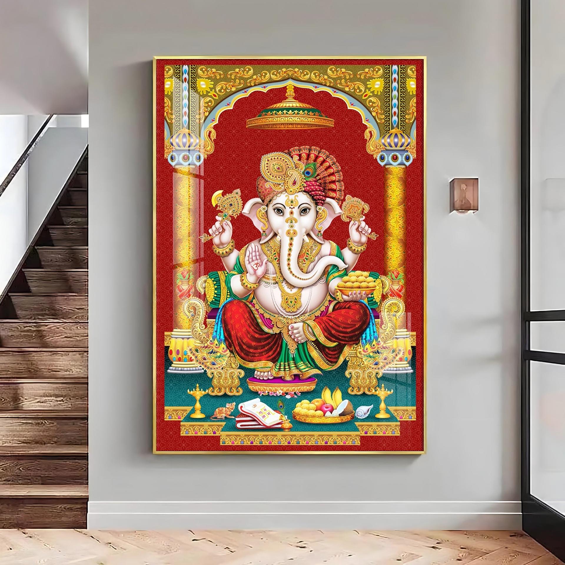 Majestic Lord Ganesha Premium Acrylic Vertical Wall Art - Image 8