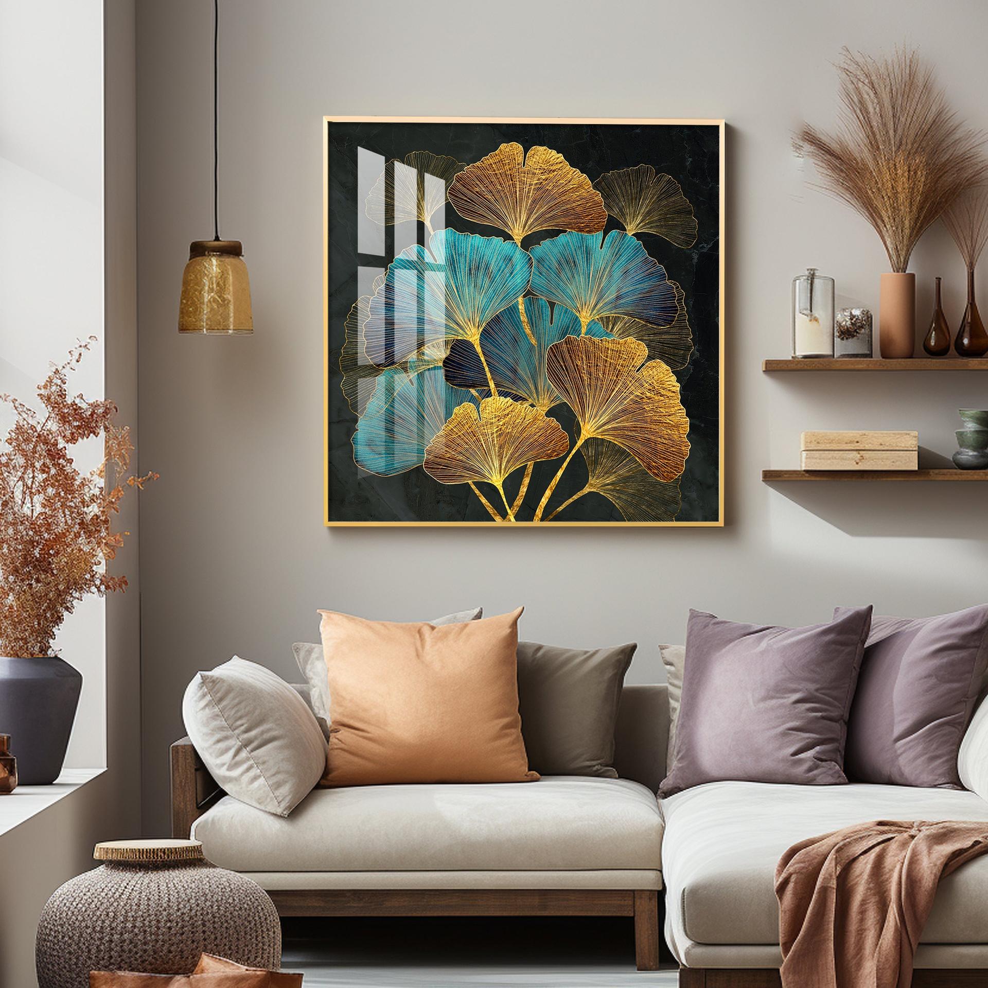 Auspicious Ginkgo Leaf Premium Acrylic Square Wall Art - Image 4