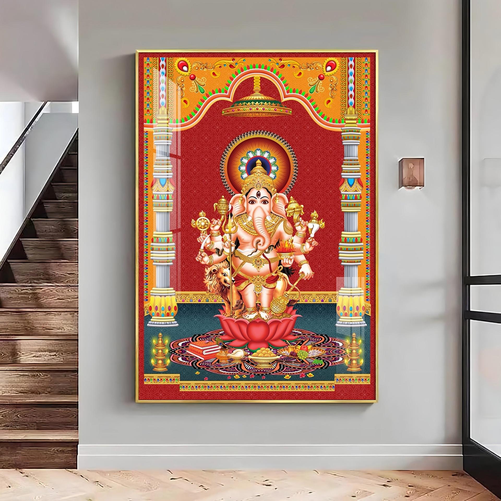 Lord Ganesh Blessings Premium Acrylic Vertical Wall Art - Image 7