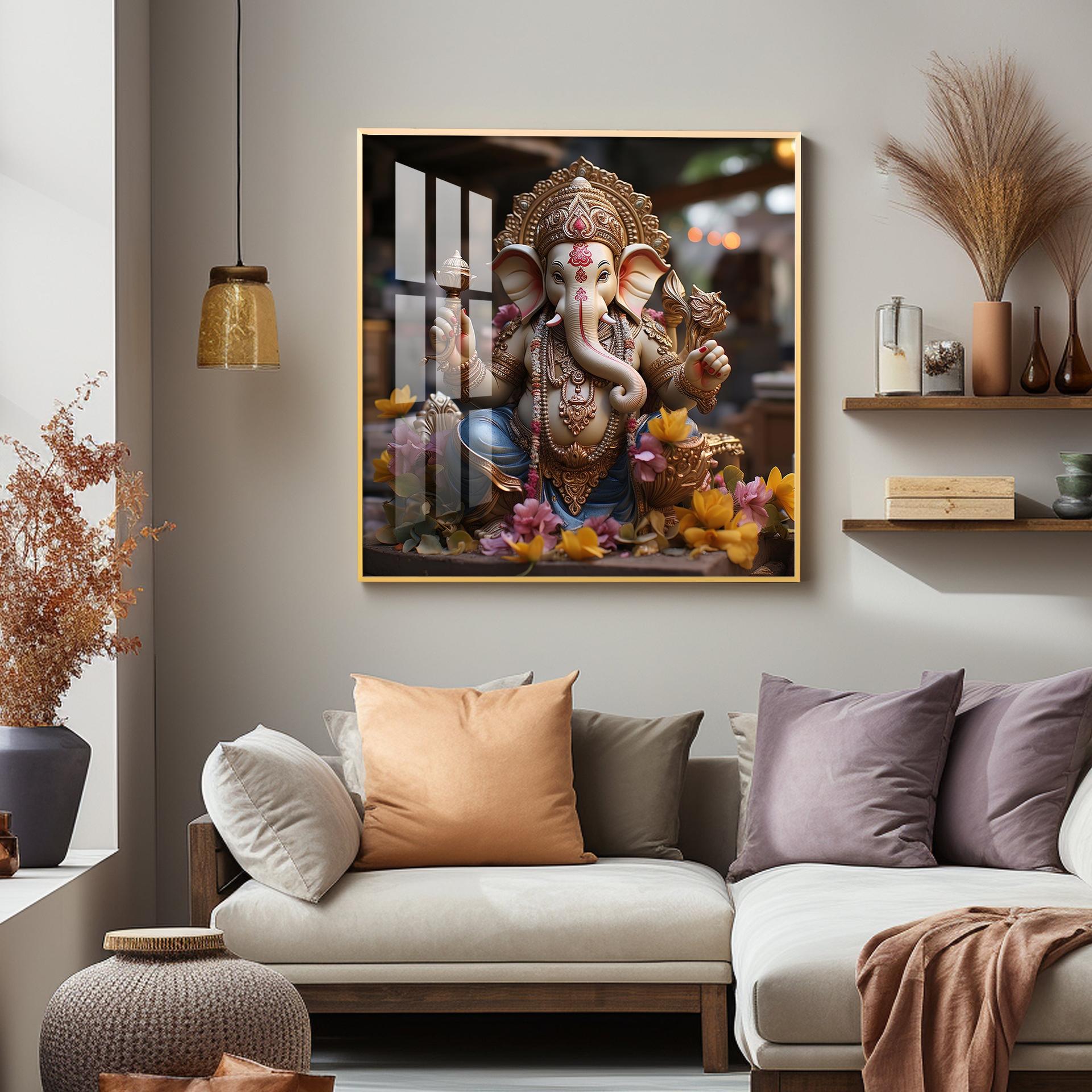 Karya Siddh Ganesh Premium Acrylic Square Wall Art - Image 3