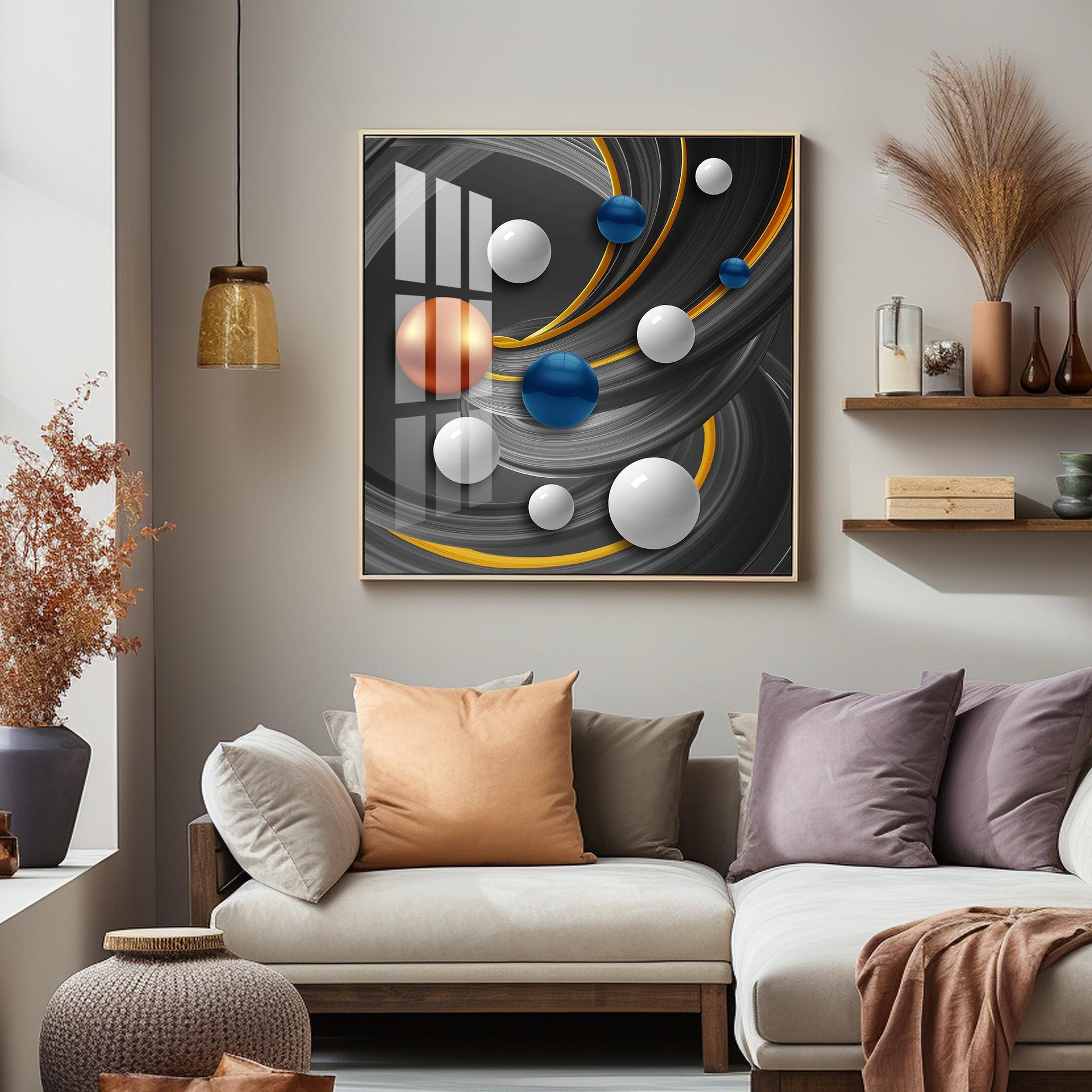 Colorful Circles Premium Acrylic Square Wall Art - Image 9