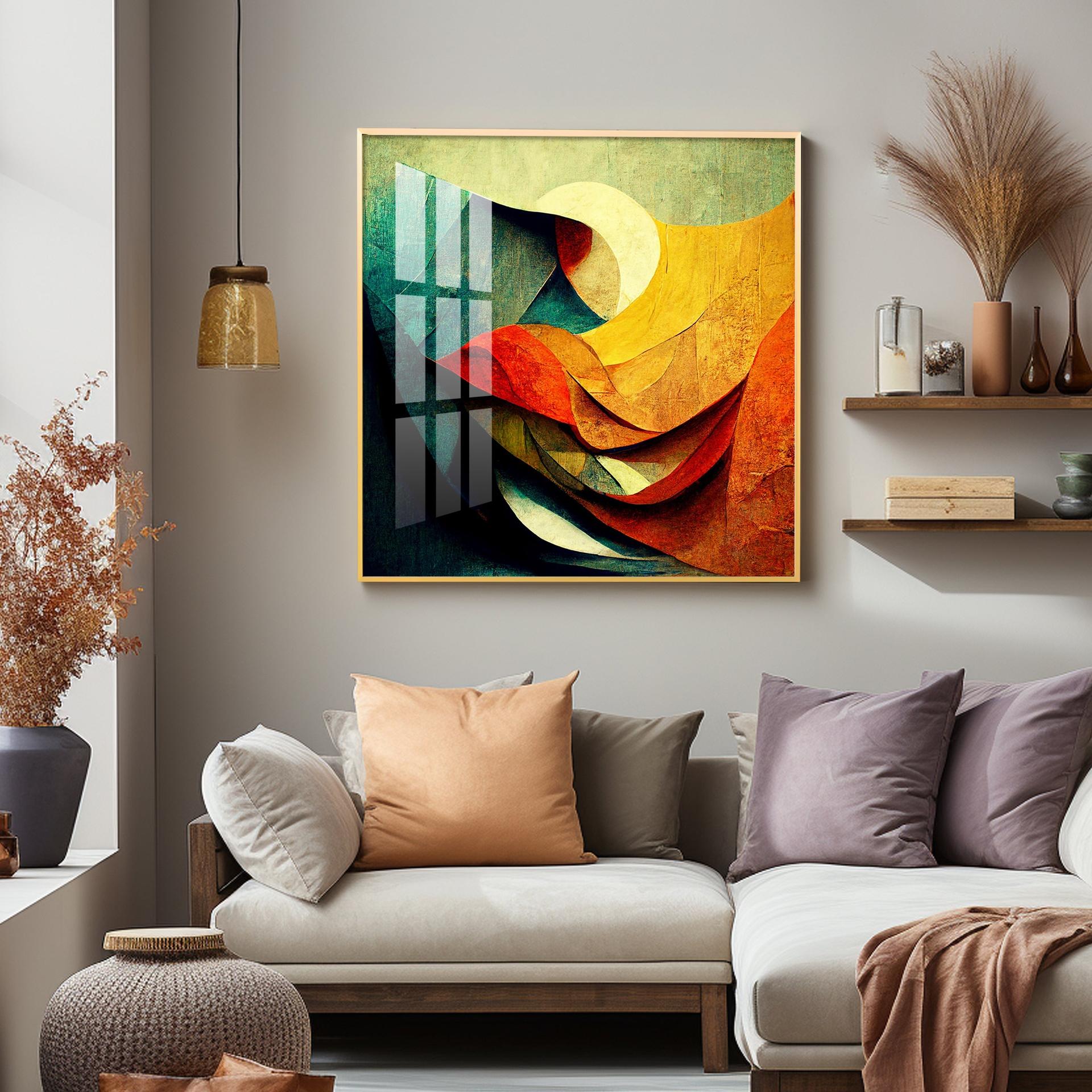 Abstract Contemporary Modern Watercolor Art Premium Acrylic Square Wall Art - Image 5